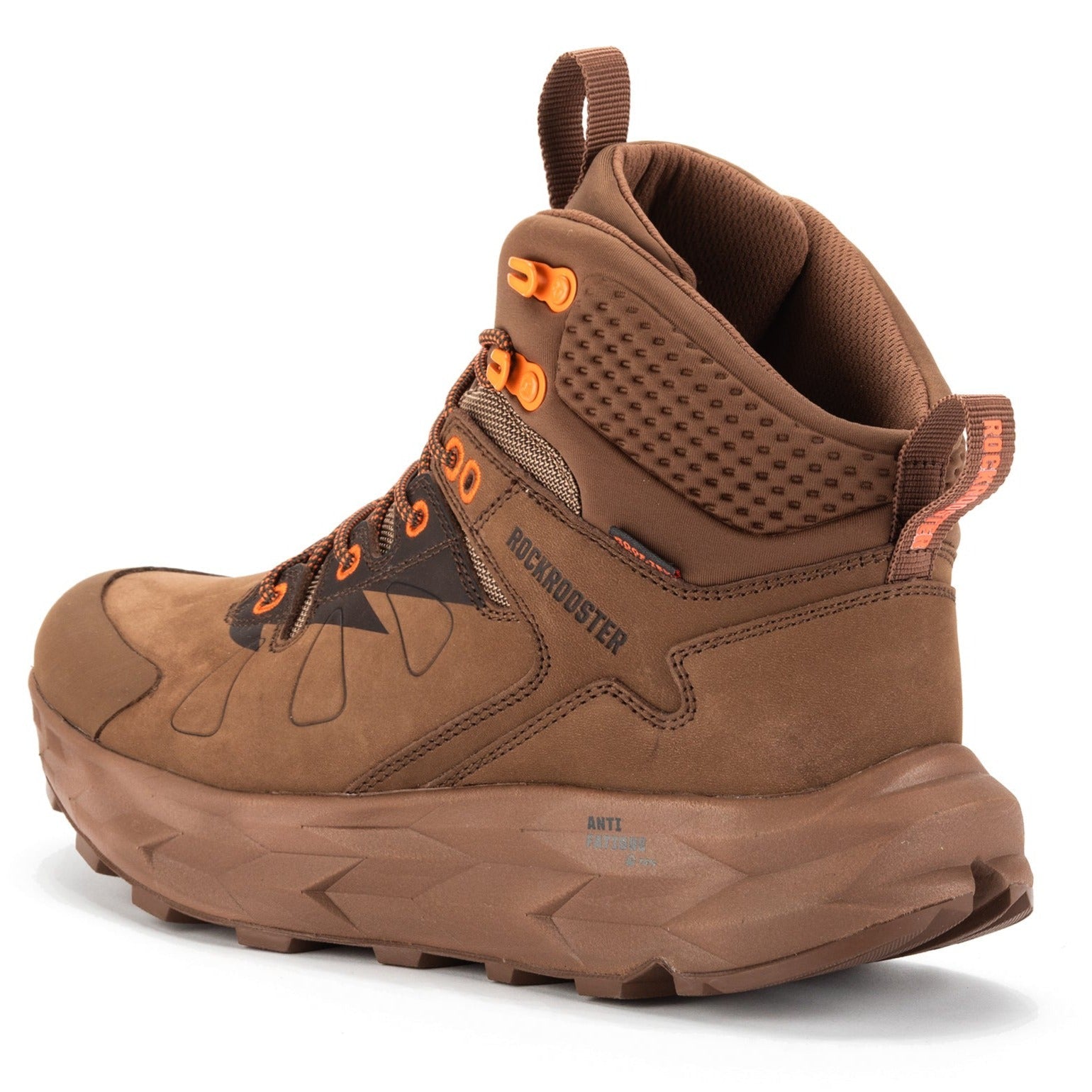 RockROOSTER Farmington brown waterproof hiking boots with VIBRAM® outsole, 6-inch ankle height, sturdy leather construction.