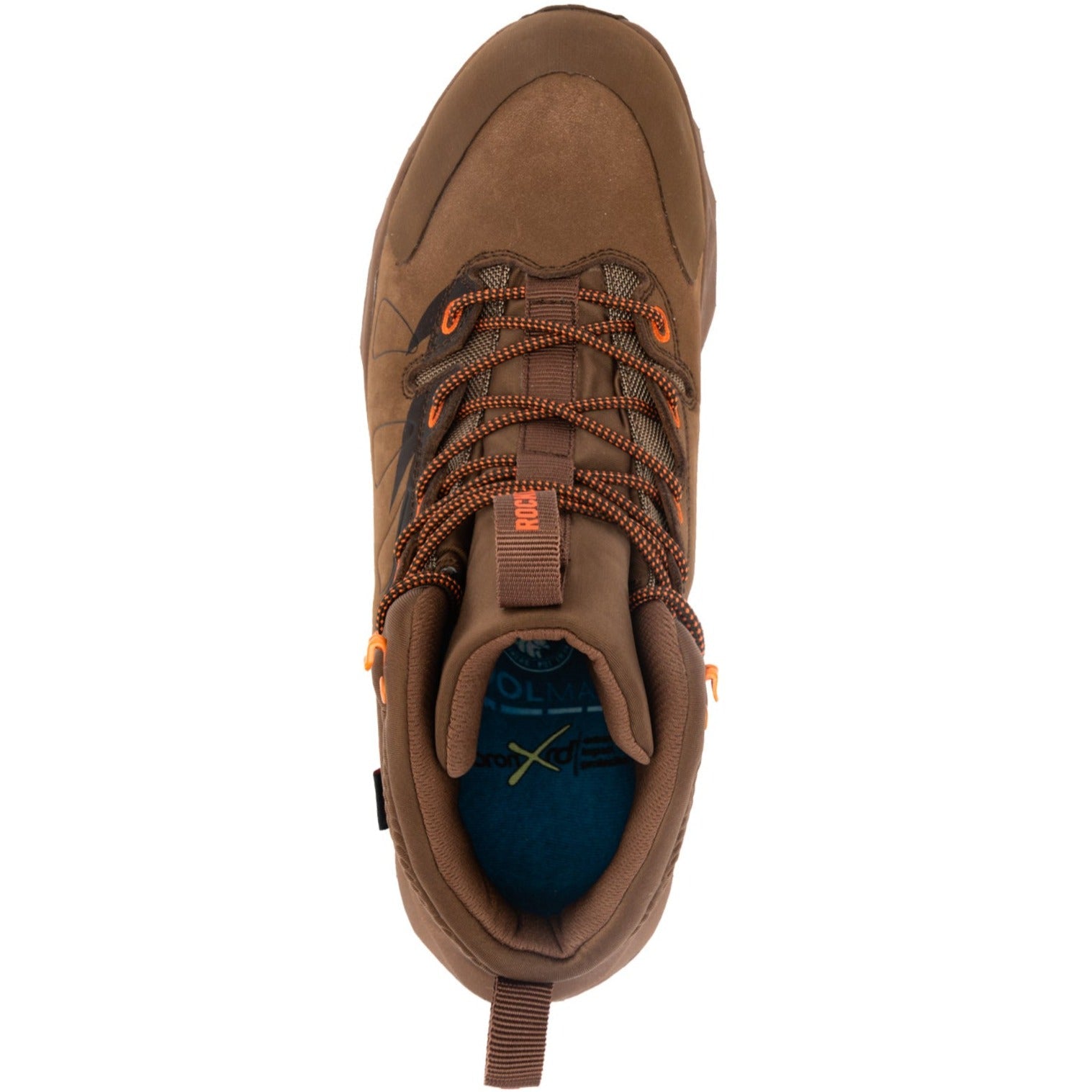 RockROOSTER Farmington Brown 6-inch waterproof hiking boots with VIBRAM® outsole, showing sturdy leather and rugged sole tread.