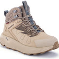 Rock Rooster Farmington Sand waterproof hiking boots with 6-inch ankle height and VIBRAM® outsole, shown on a rugged trail.