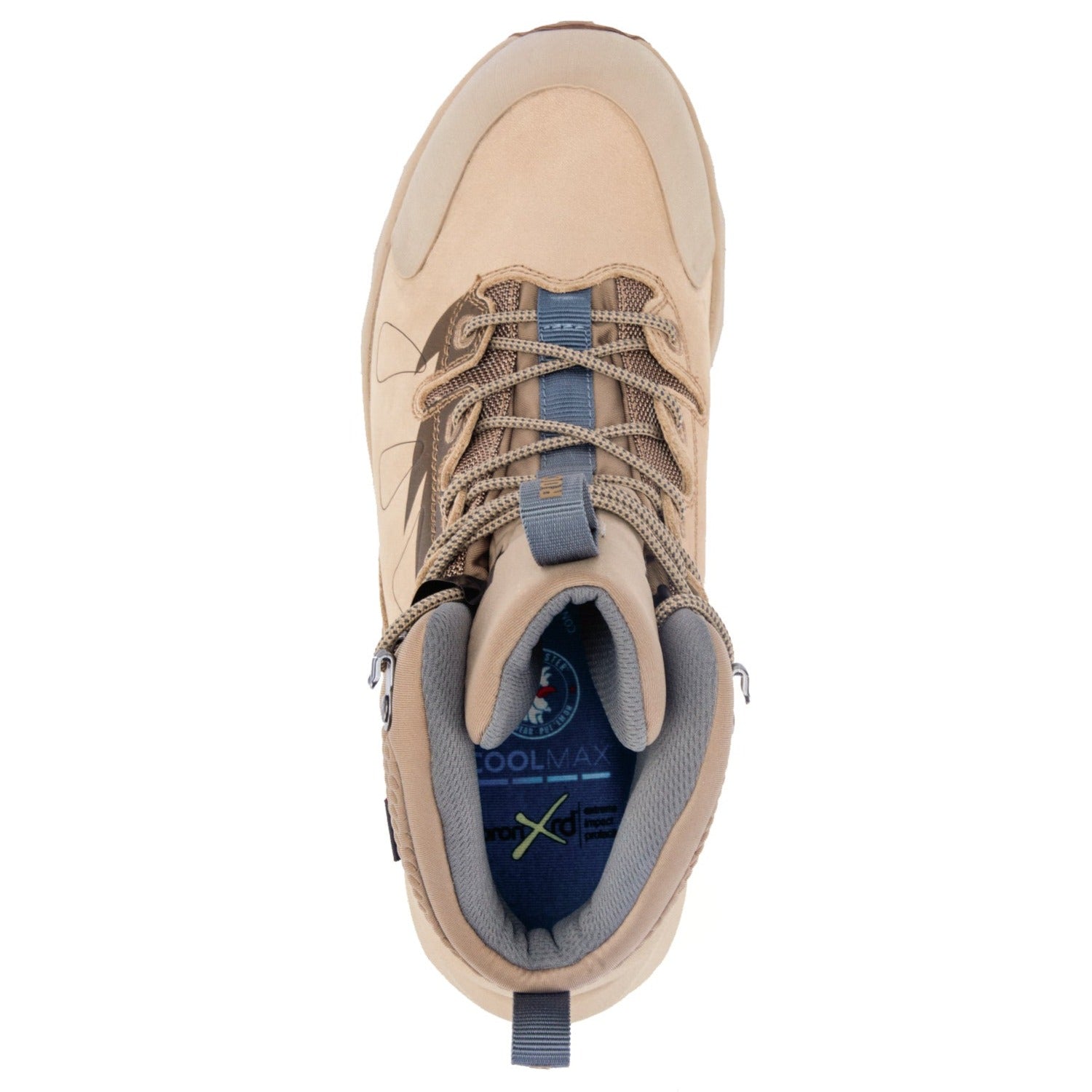 Rock Rooster Farmington Sand waterproof hiking boots with 6-inch height and VIBRAM® outsole, shown in rugged outdoor setting.