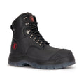 RockROOSTER Kensington black 7-inch zip-sided steel toe leather work boots, durable men's work footwear with sturdy soles.