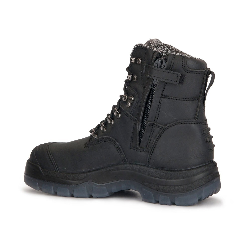 RockROOSTER Kensington black 7-inch zip-sided steel toe leather work boots with rugged design and sturdy construction.