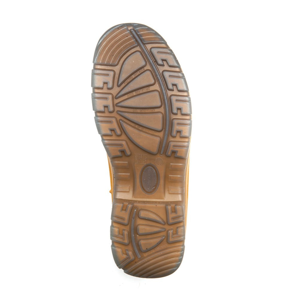 RockROOSTER Kimberly Tan 7-inch zip-sided steel toe leather work boots, durable footwear with reinforced toe protection.