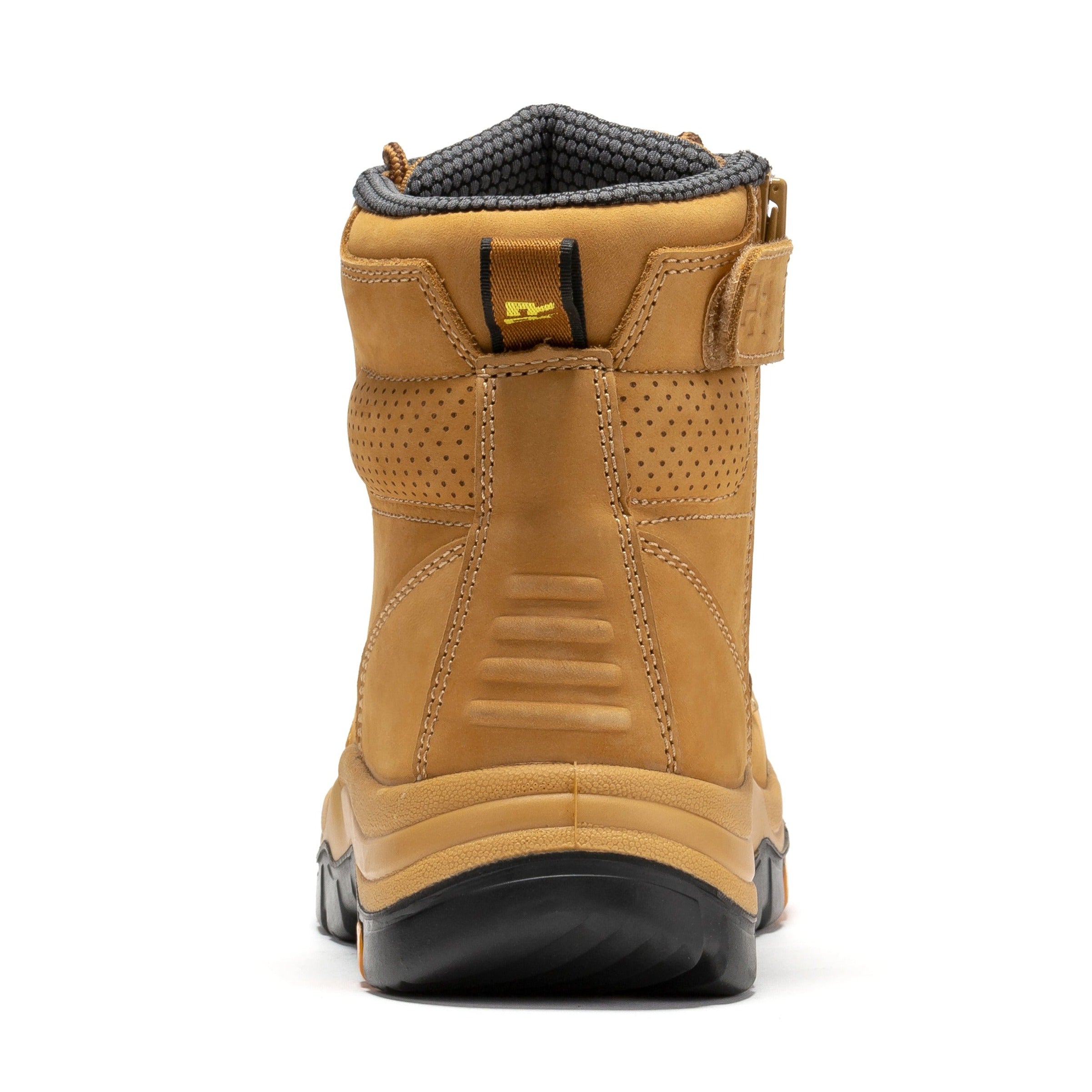 Rock Rooster Madison Tan 6-inch steel toe leather work boots with zip sides, durable footwear for tough work environments.