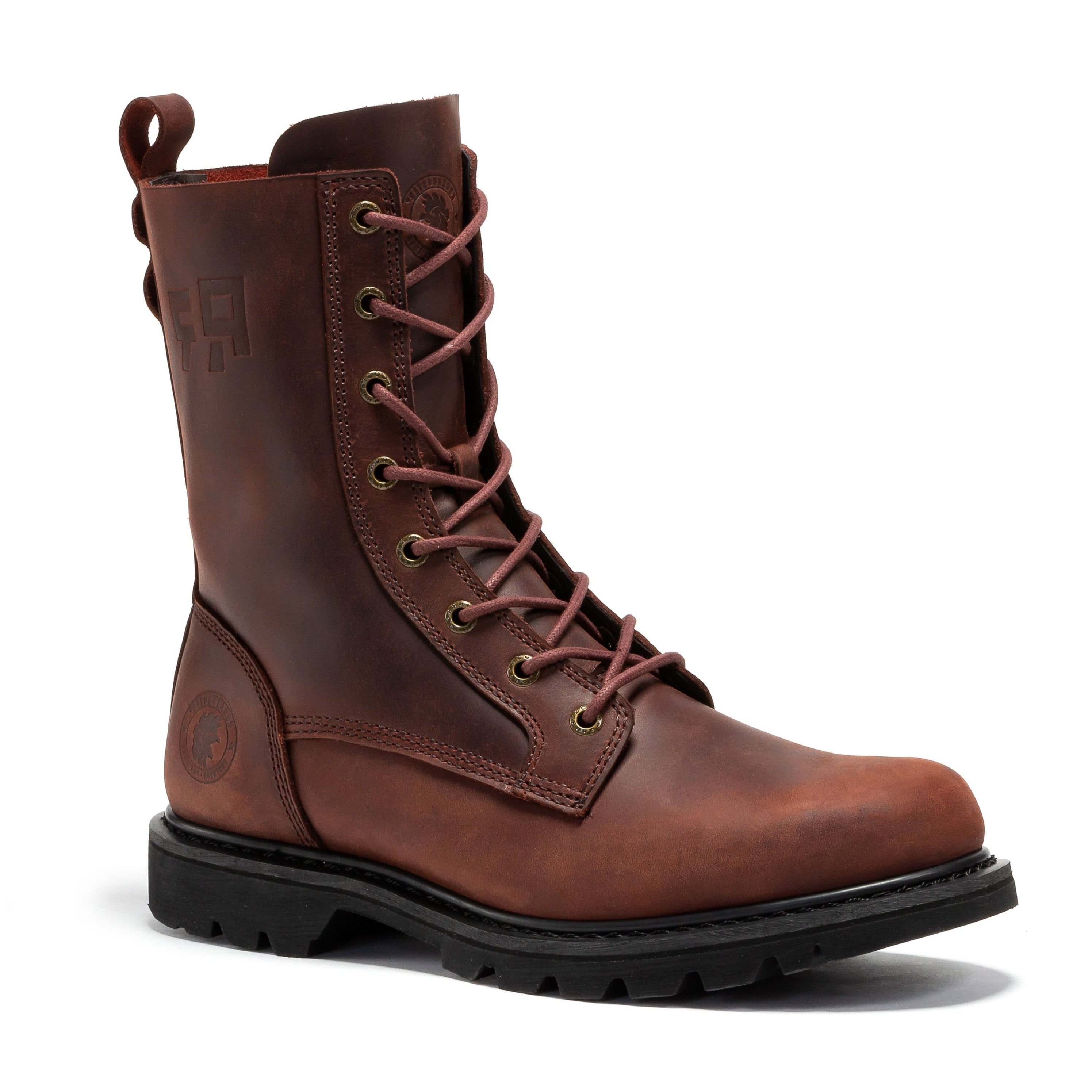 Rock Rooster Mantua men's 8-inch zip-sided soft toe work boots with lug sole, durable leather construction and sturdy design.