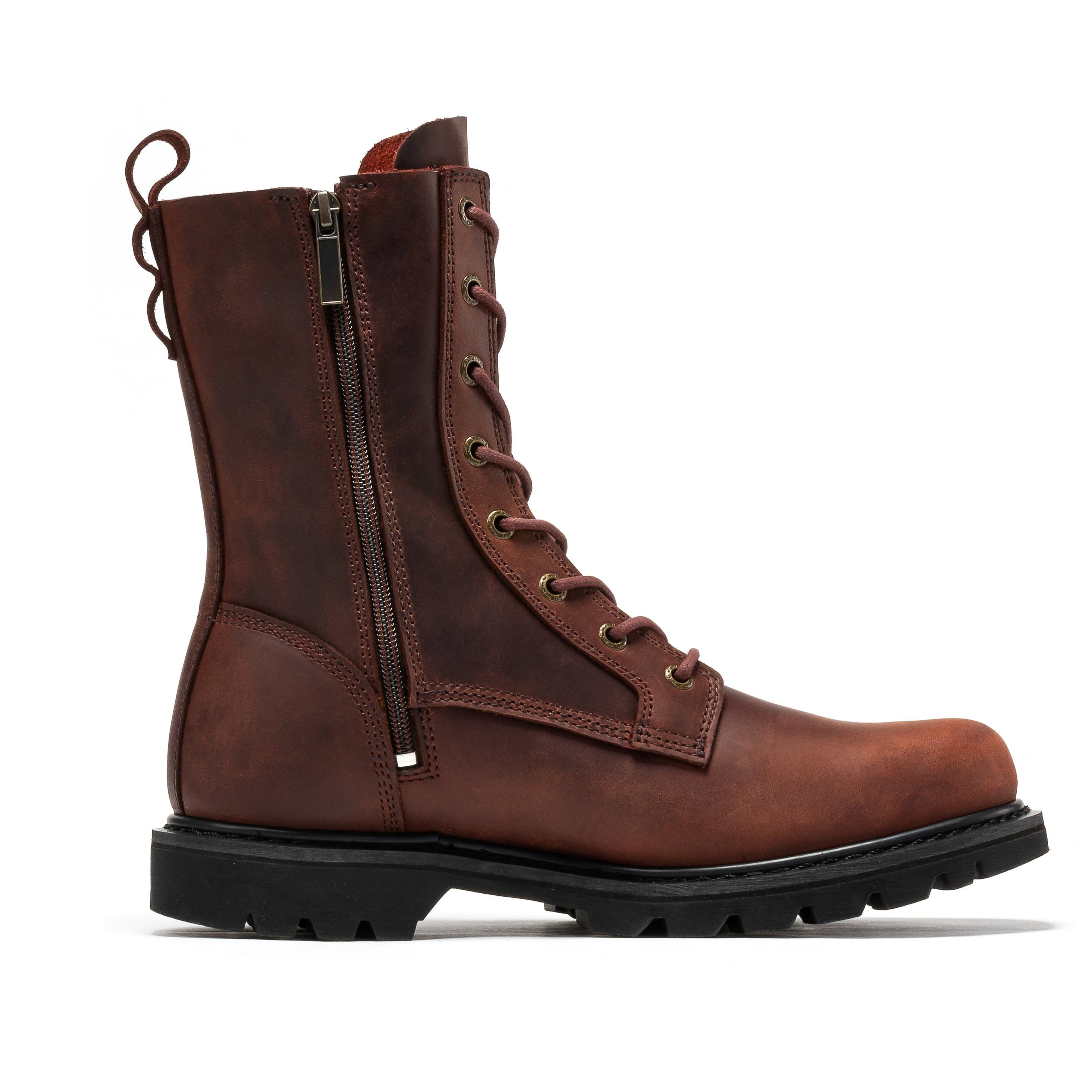 Rock Rooster Mantua men's 8-inch zip-sided soft toe work boots with lug sole, durable construction, and rugged design.