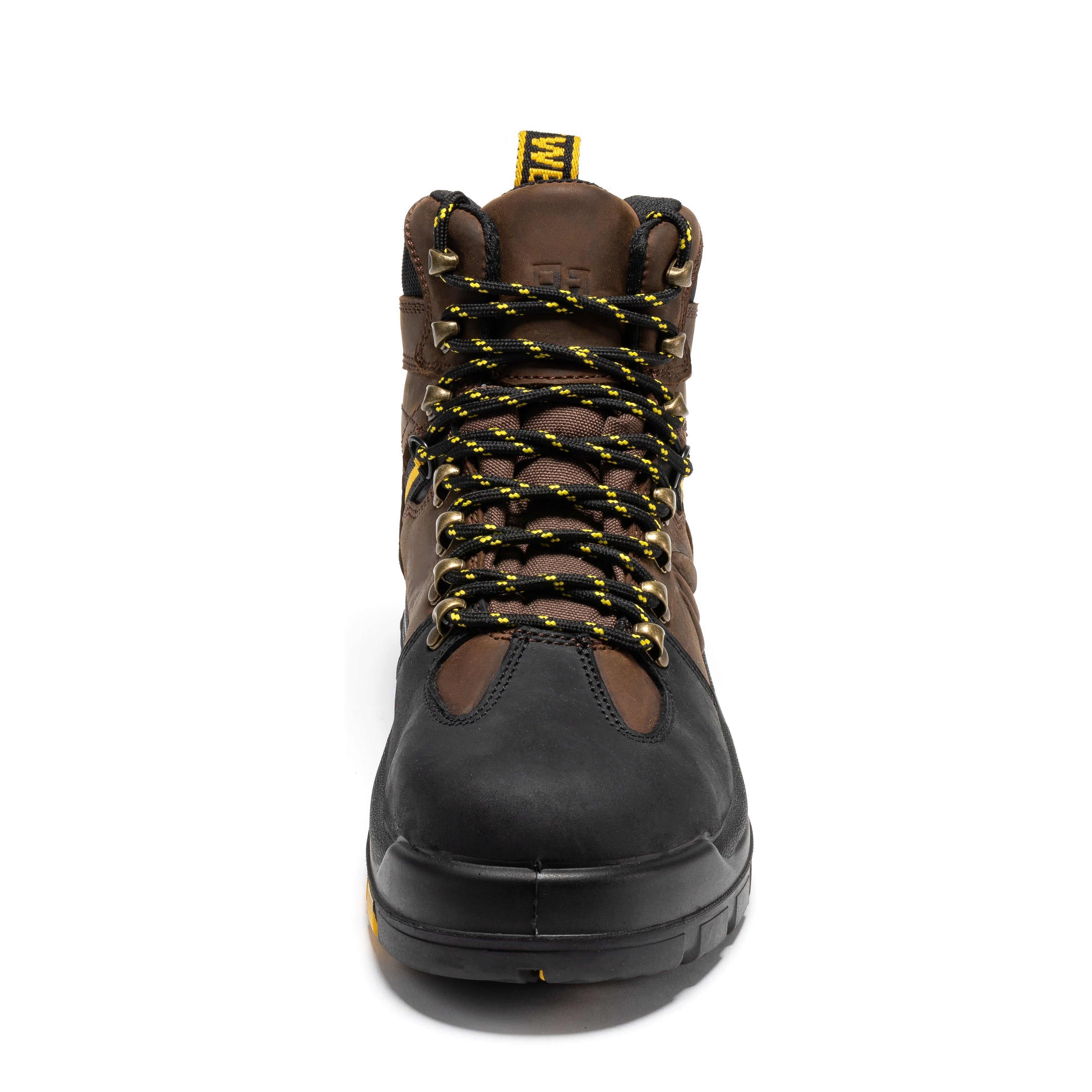 Rockrooster Marfa Brown 6-inch waterproof composite toe leather work boots with rugged design and sturdy sole.