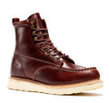 Rockrooster Norwood Cherry Brown men's 6-inch soft toe wedge work boots with rugged leather and sturdy sole.