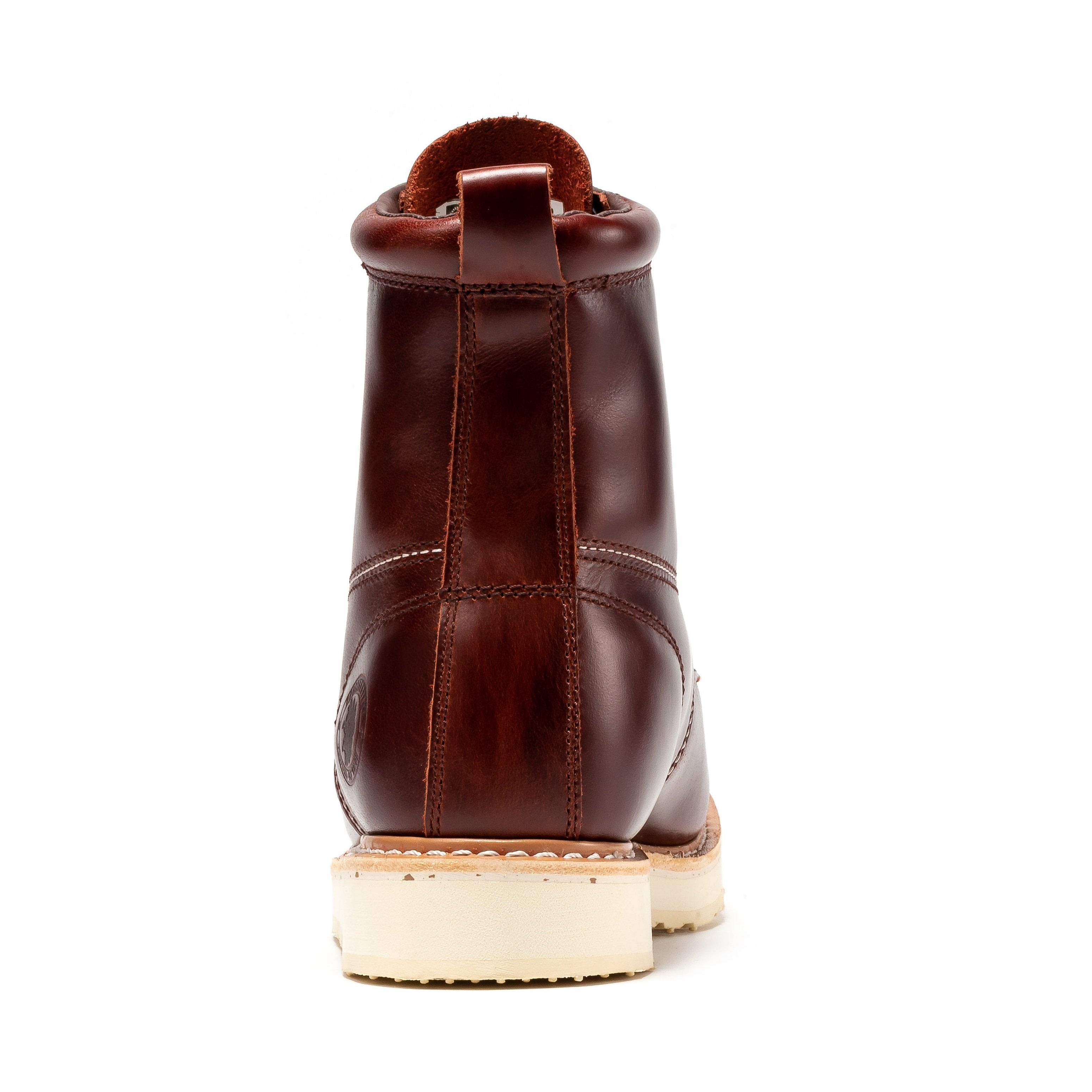 Rockrooster Norwood Cherry Brown men's 6-inch soft toe wedge work boots with sturdy leather and rugged sole.