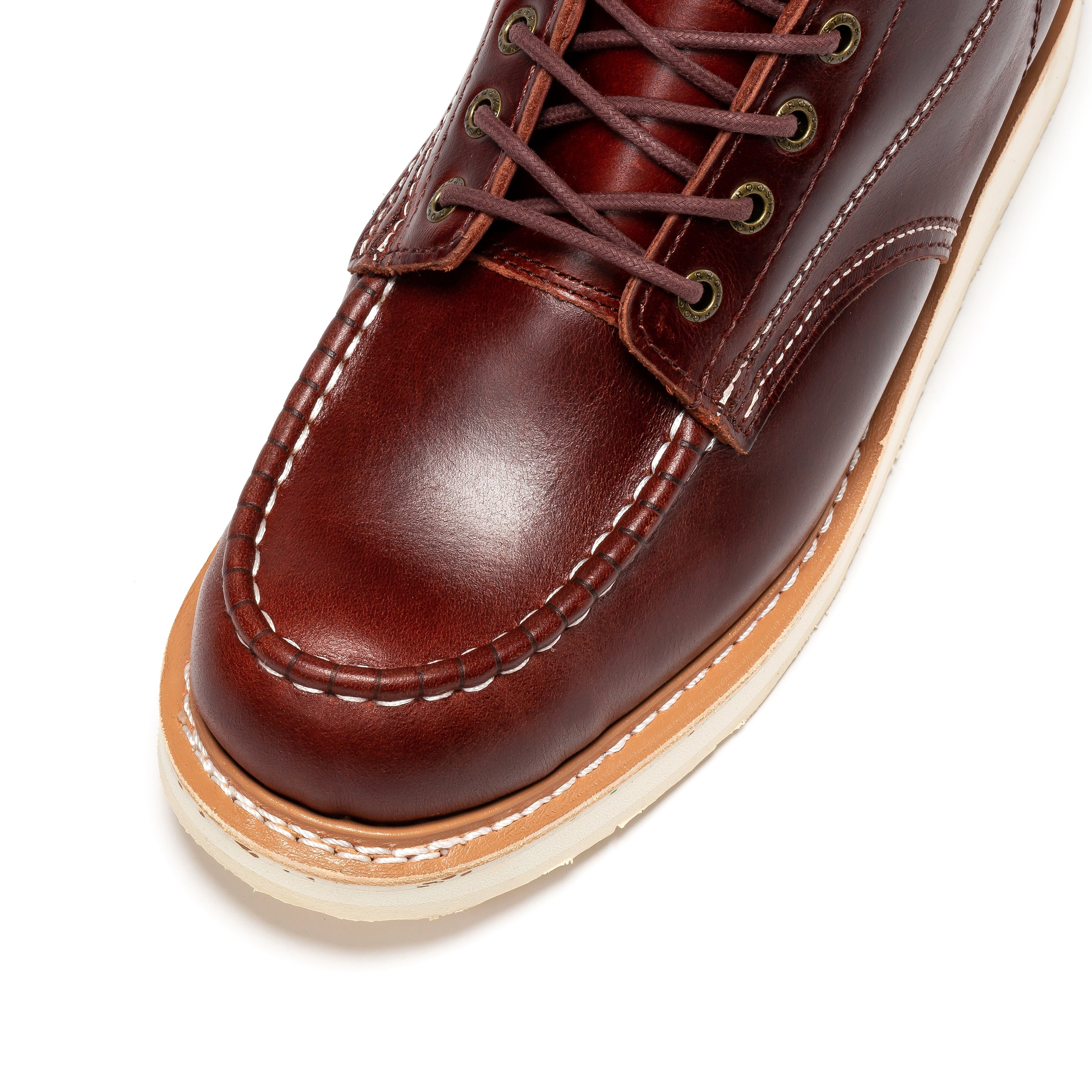 RockROOSTER Norwood Cherry Brown men's 6-inch soft toe wedge work boots with sturdy leather and rugged outsole.