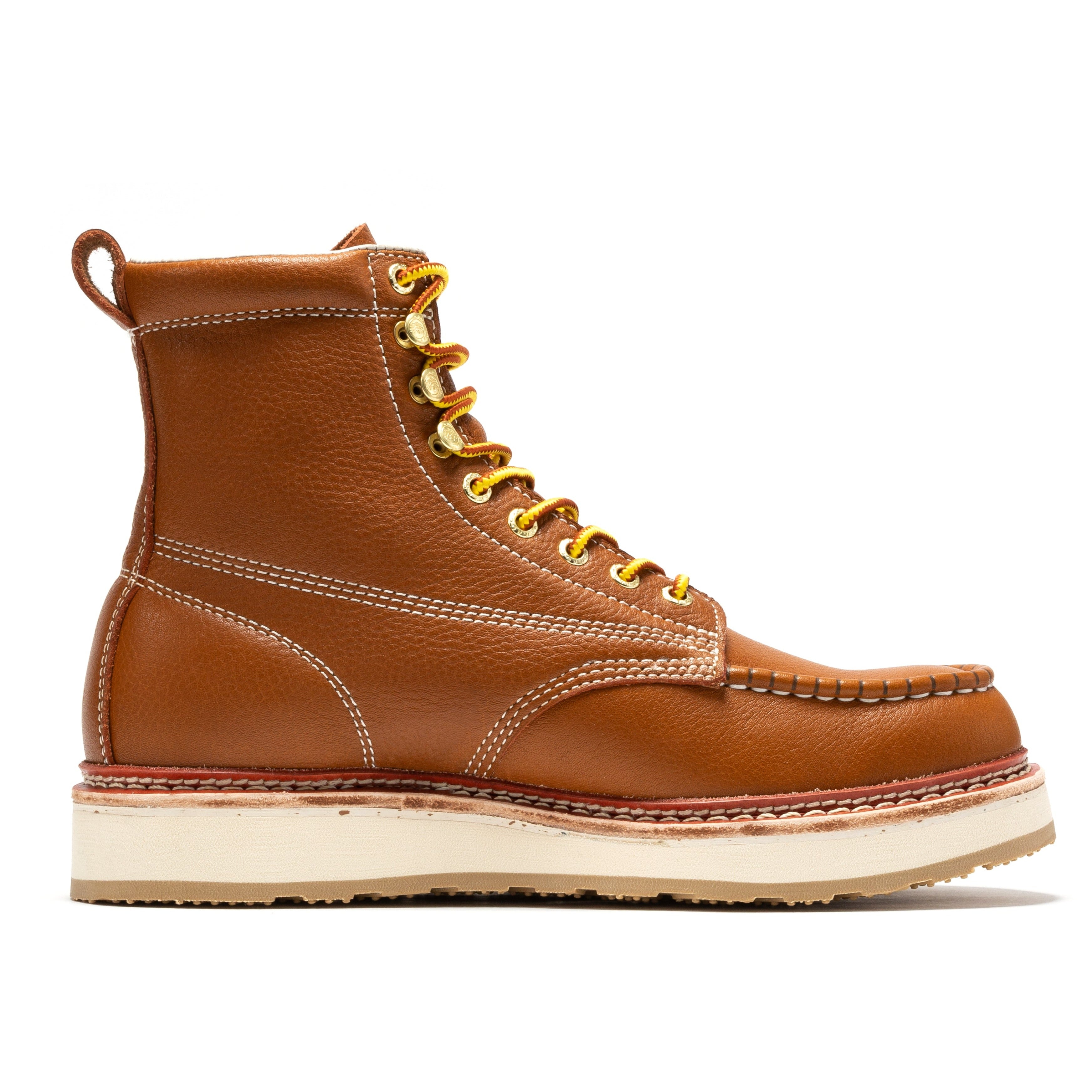 Rockrooster Norwood men's 6-inch brown soft toe wedge work boots with sturdy leather construction and rugged sole.