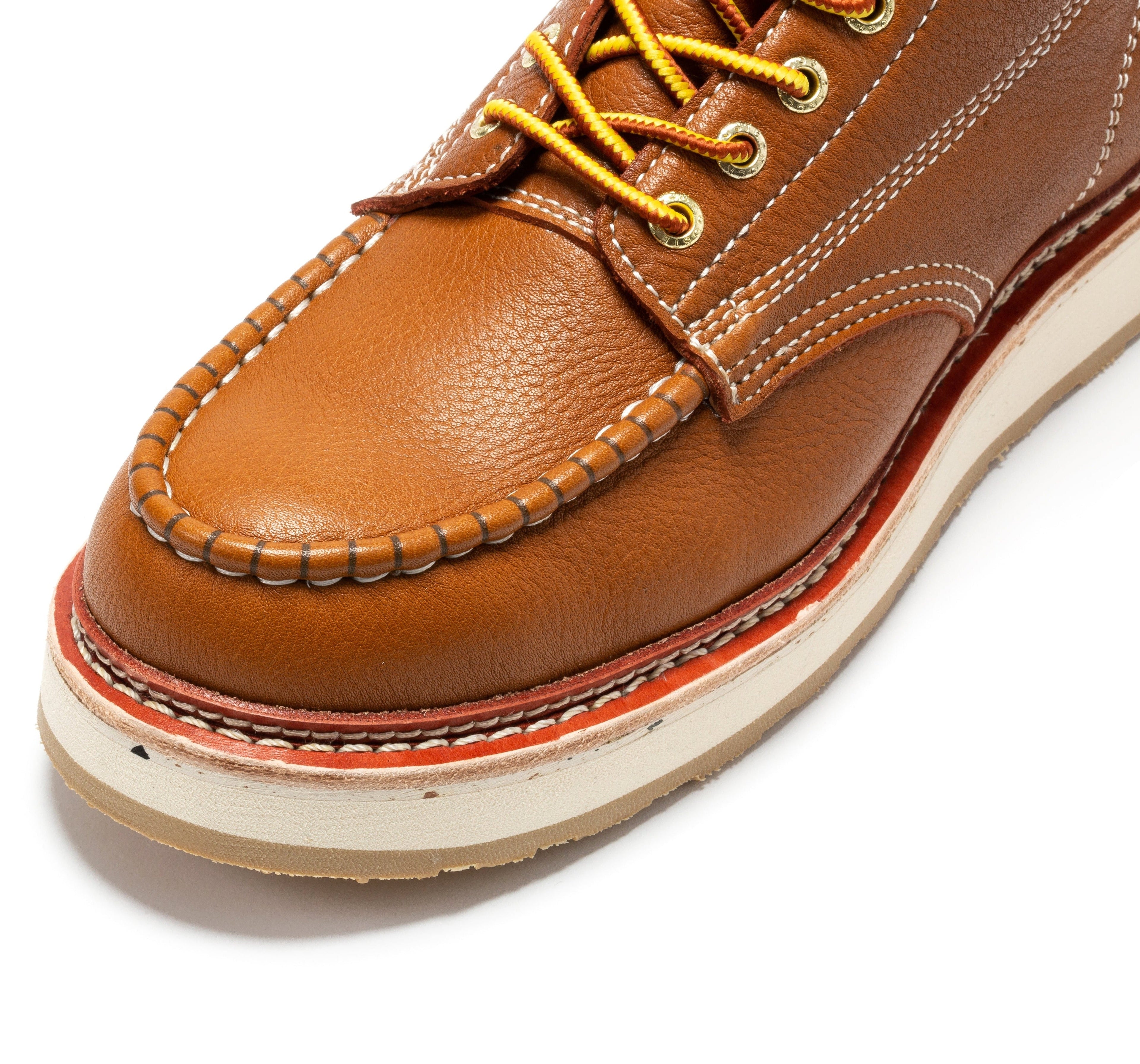 Rockrooster Norwood men's 6-inch brown soft toe wedge work boots with sturdy leather upper and rugged outsole.