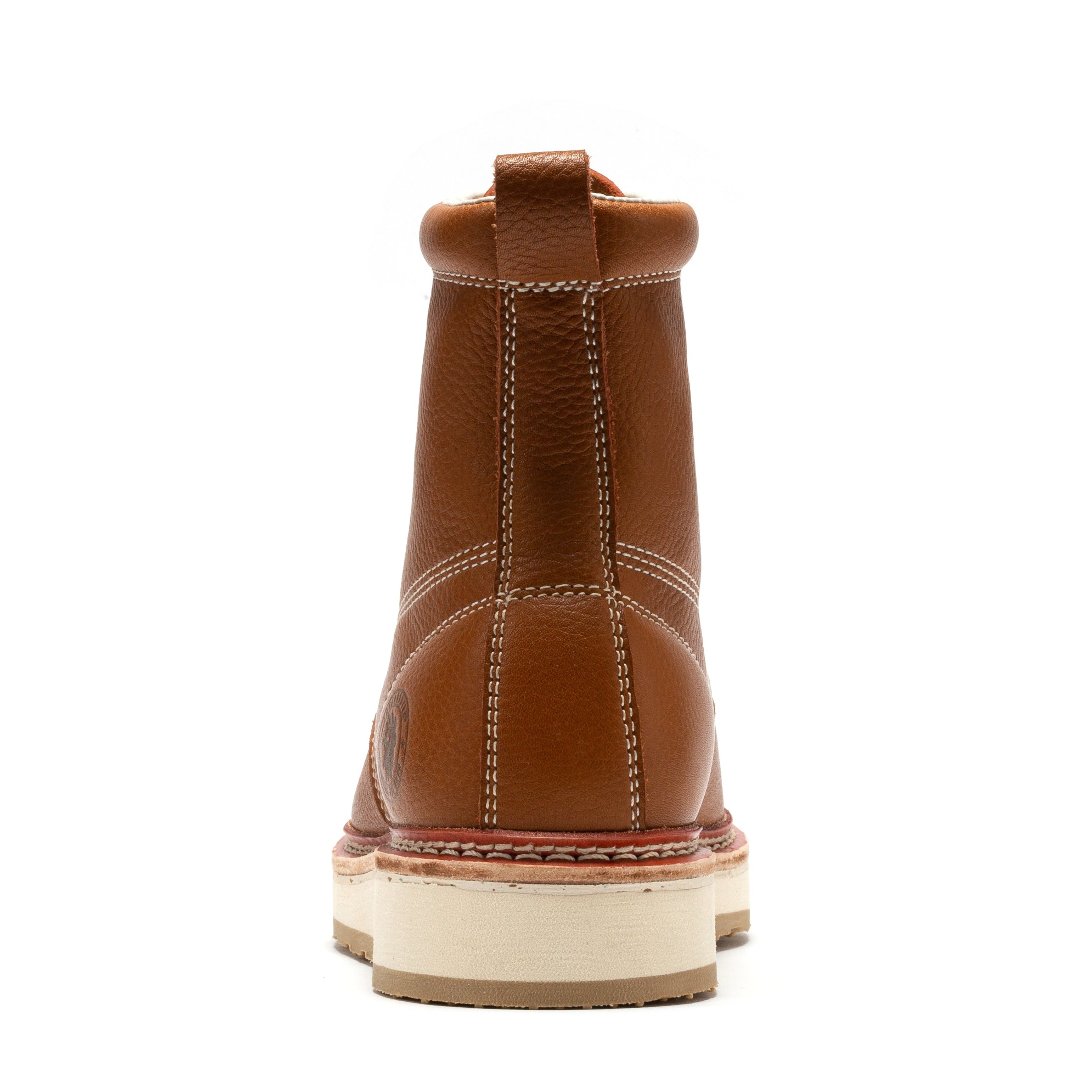 Rock Rooster Norwood men's 6-inch brown soft toe wedge work boots with sturdy leather upper and rugged outsole.