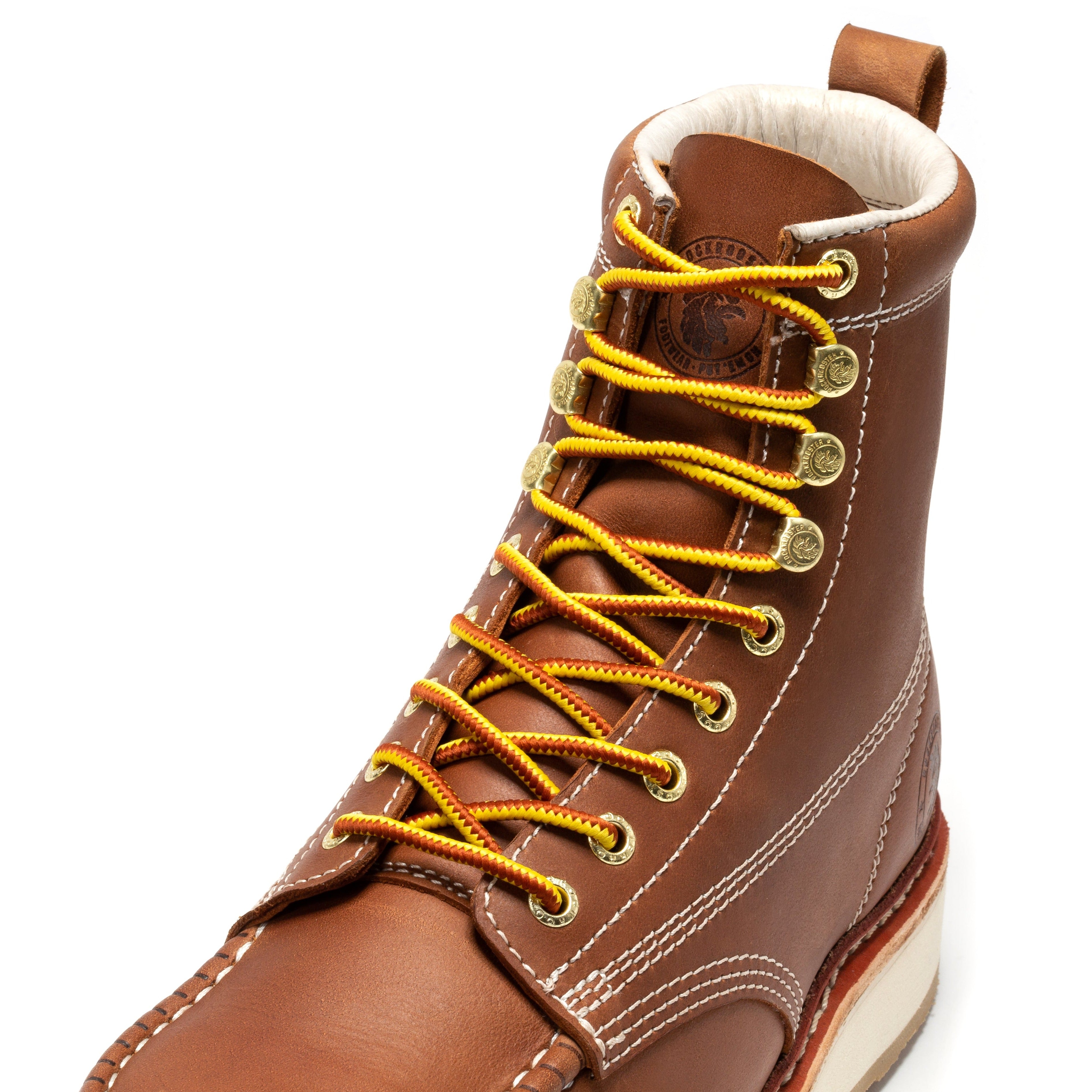 Rockrooster Norwood men's 6-inch brown steel toe wedge work boots with rugged leather and sturdy outsoles.