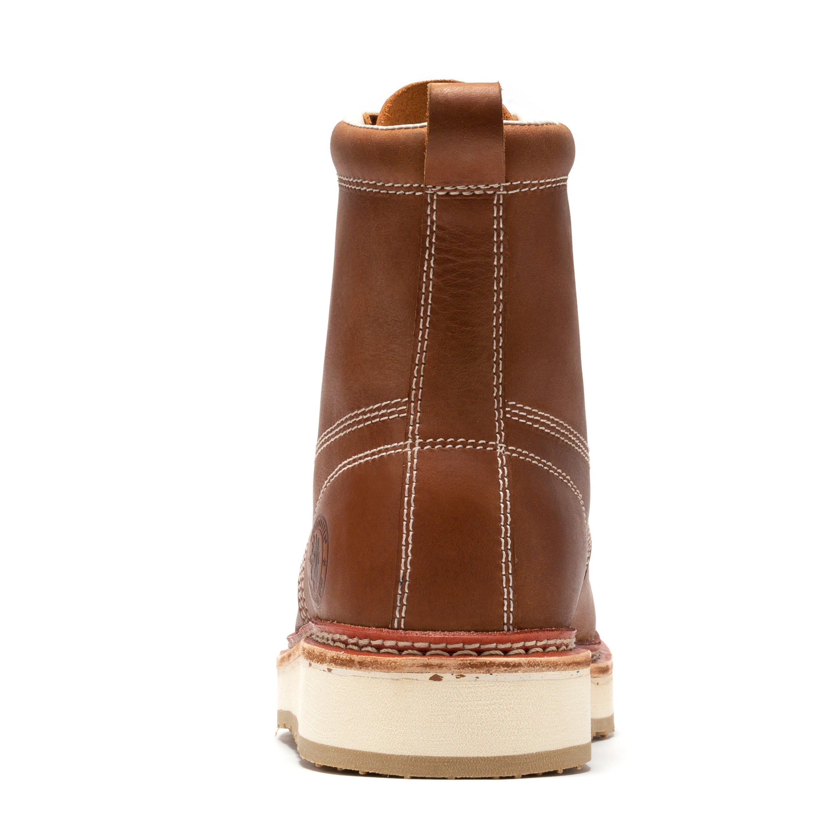 Rock Rooster Norwood men's 6-inch brown steel toe wedge work boots with rugged leather and sturdy sole.