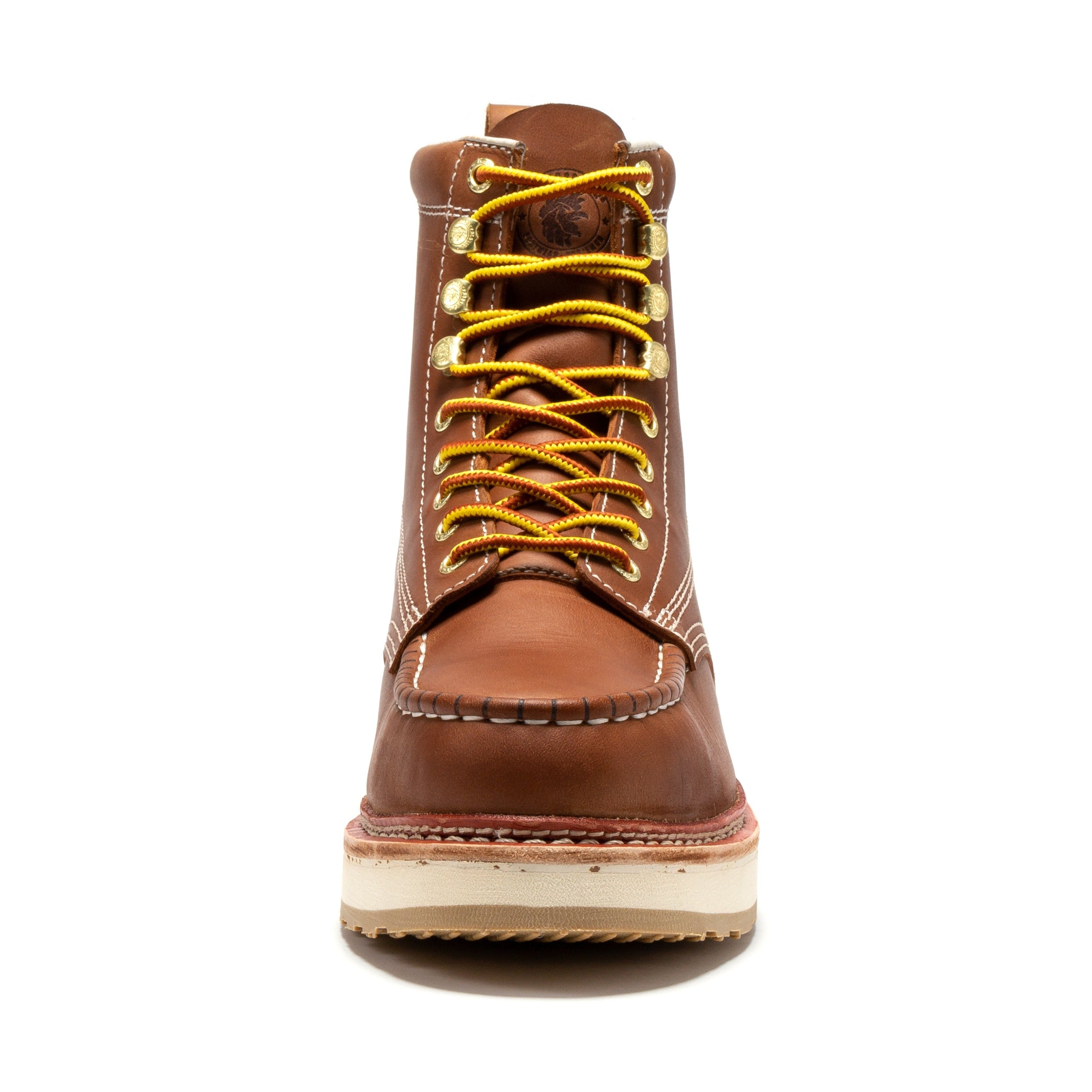 Rockrooster Norwood men's 6-inch brown steel toe wedge work boots with rugged leather and sturdy sole.