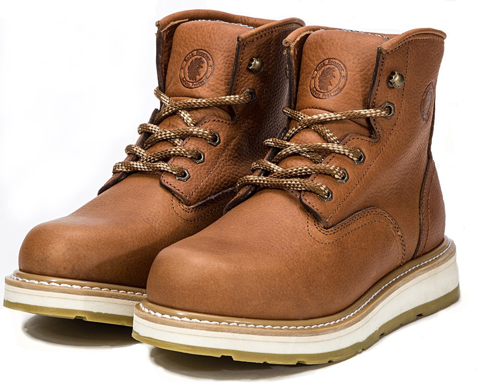 RockRooster Roberta men's wedge work boots in water-resistant leather with safety features and ASTM 2892 certification.