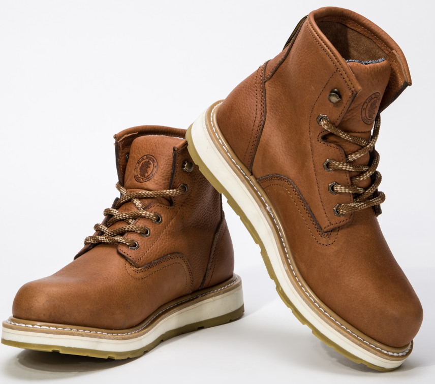 Rockrooster Roberta men's wedge work boots in water-resistant leather, safety ASTM 2892 AP615, durable industrial footwear.