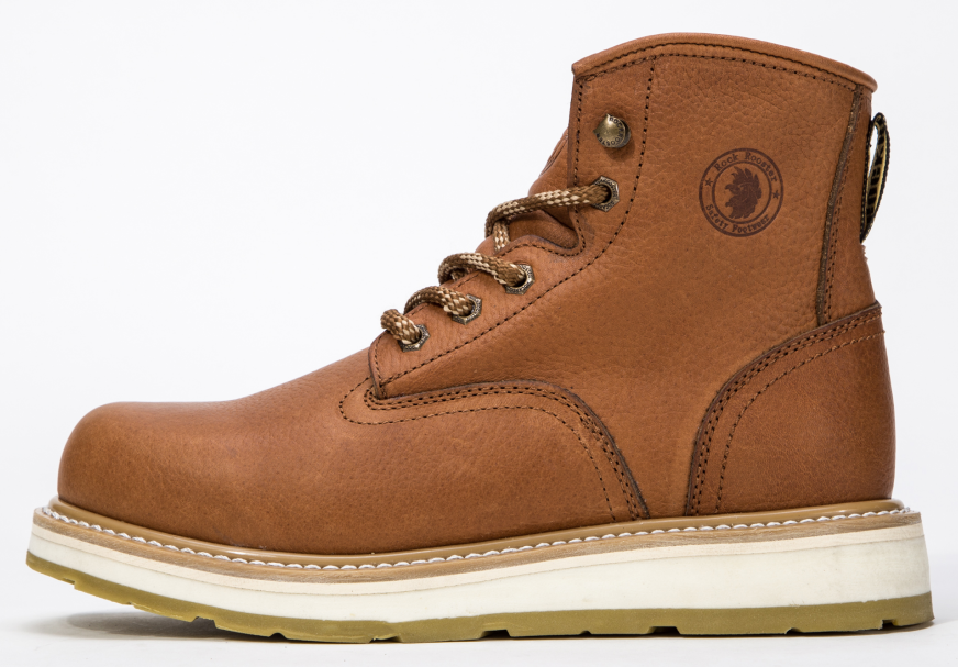 RockRooster Roberta men's wedge work boots with water-resistant leather, safety ASTM 2892 certified, durable work footwear.