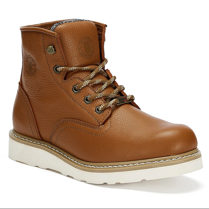 Rockrooster Roberta men's wedge work boots in water-resistant leather with safety features and ASTM 2892 AP615 certification