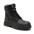 Rock Rooster Roslyn black 7-inch zip-sided composite toe leather work boots with rugged design and sturdy construction.