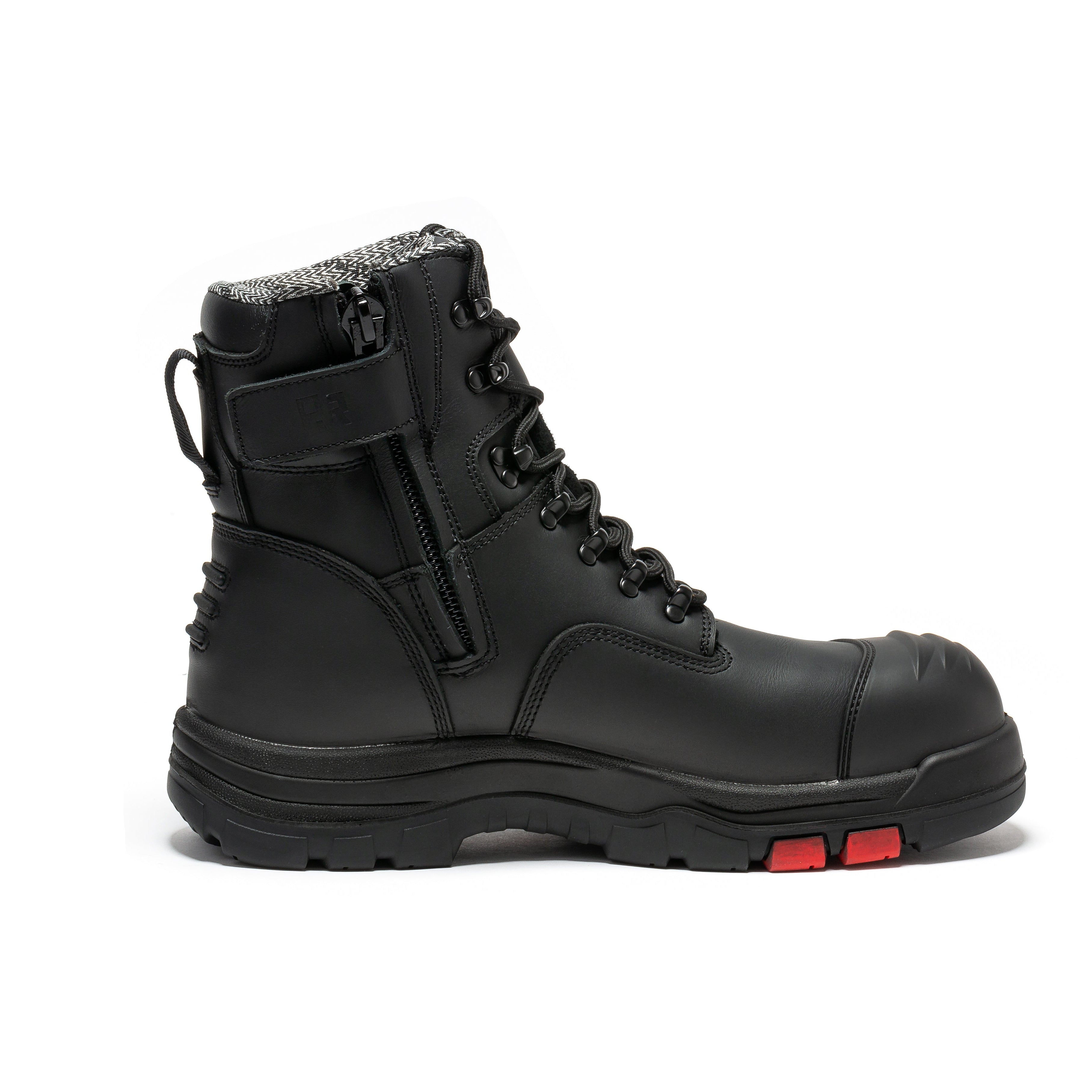 RockRooster Roslyn black 7-inch zip-sided composite toe leather work boots with sturdy design and durable construction.