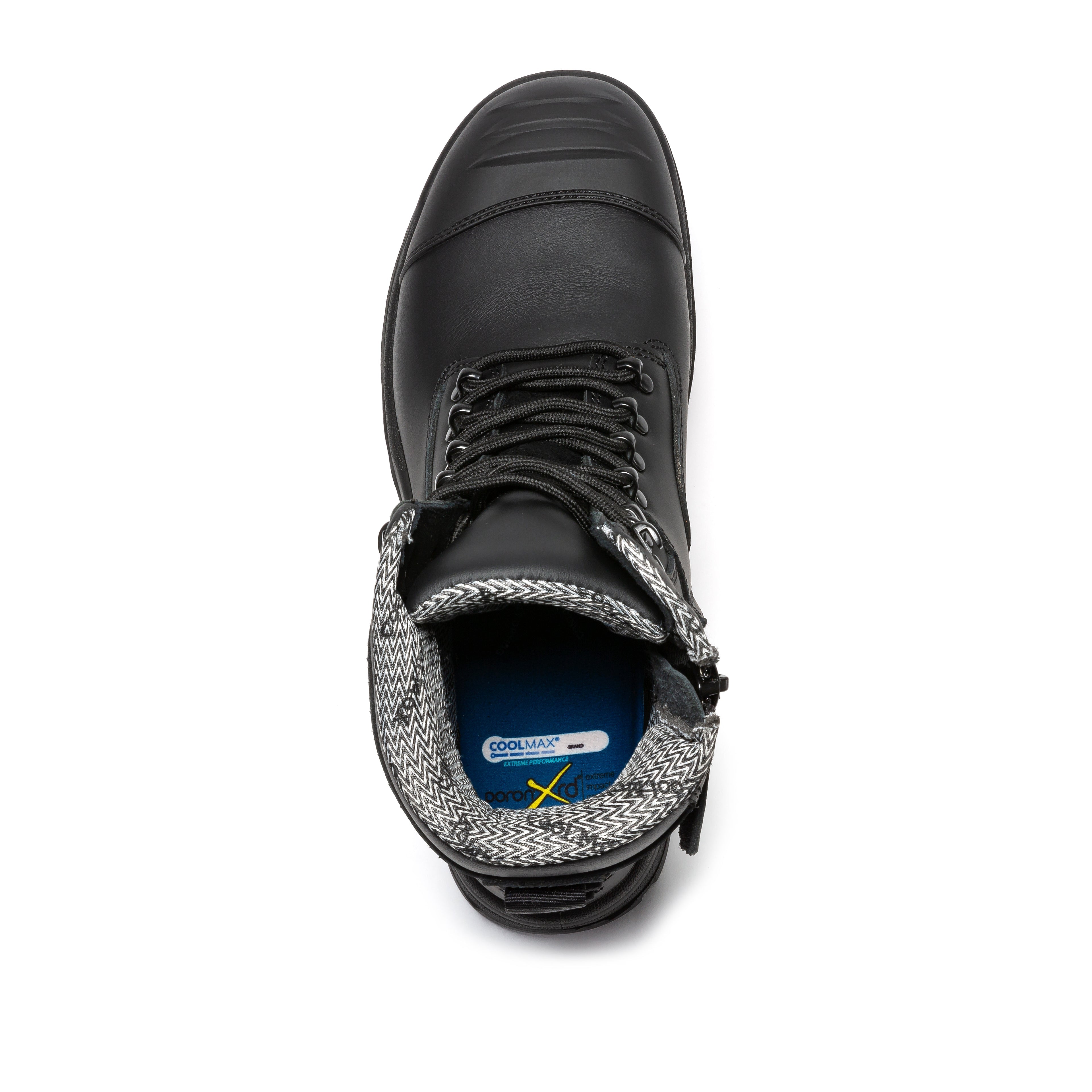 RockRooster Roslyn black 7-inch zip-sided composite toe leather work boots with sturdy design and secure zipper closure.