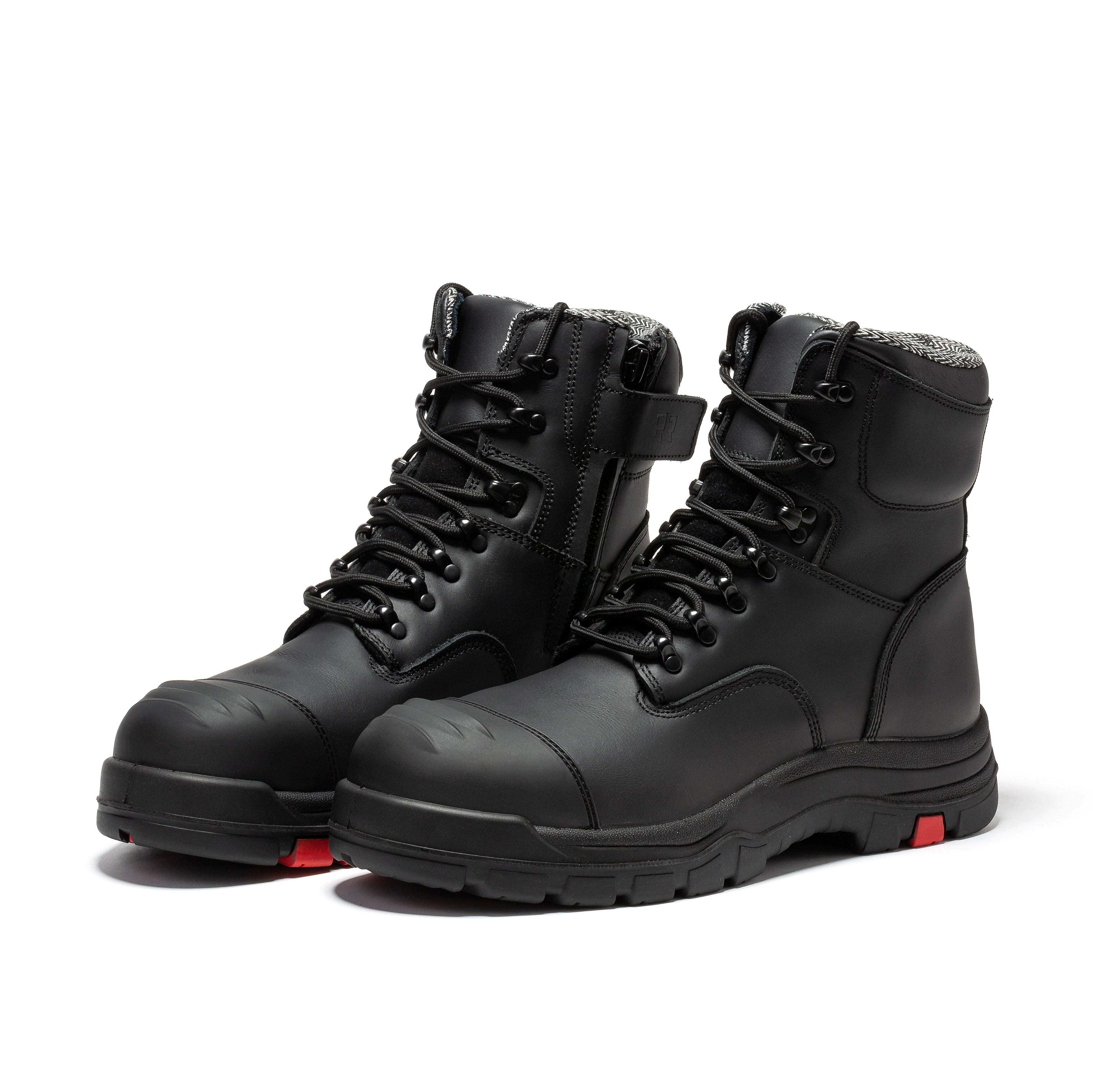 Black Rock Rooster Roslyn 7-inch zip-sided composite toe leather work boots with sturdy construction and side zipper detail.