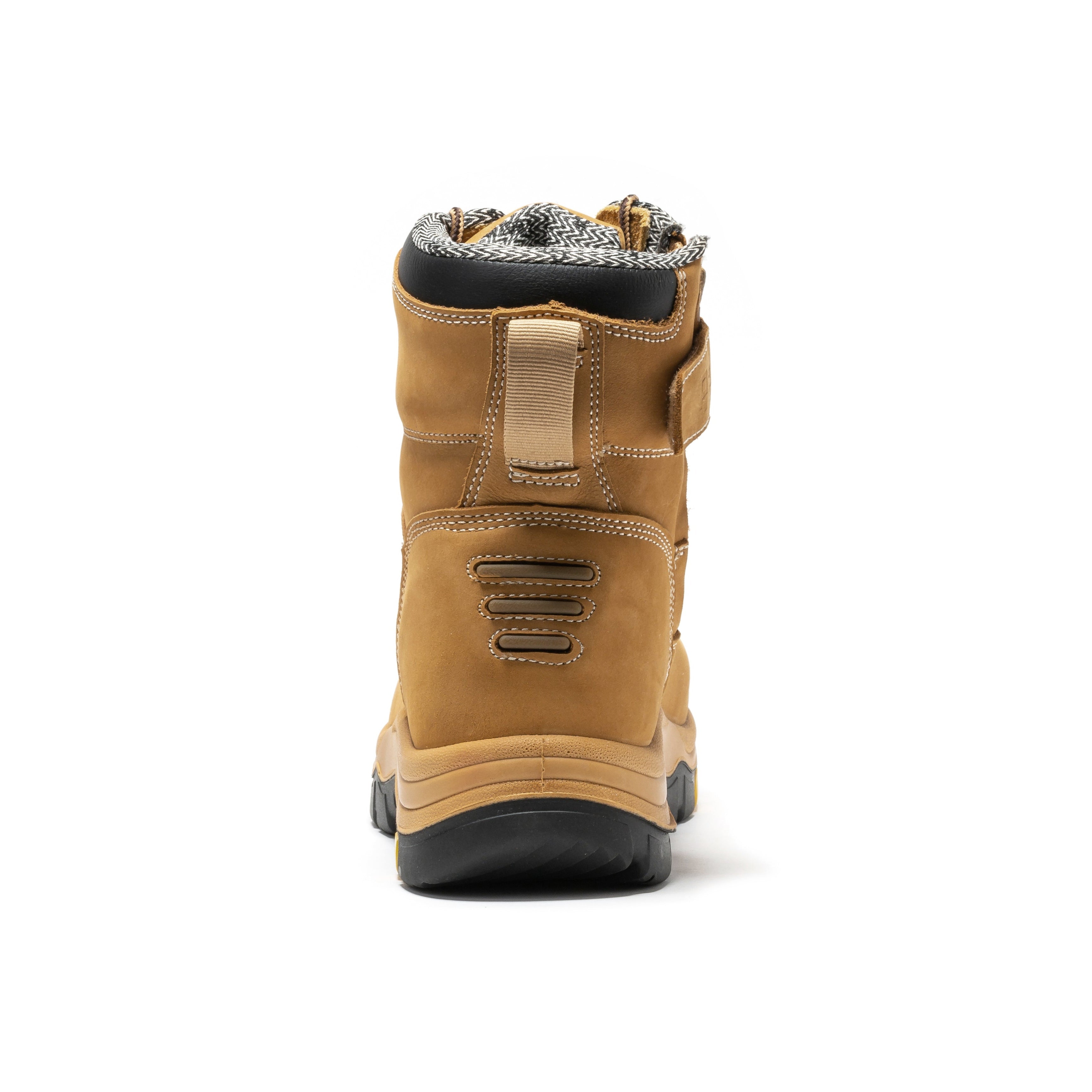 Rock Rooster Roslyn Black 7-inch zip-sided composite toe leather work boots showing sturdy design and side zipper closure.