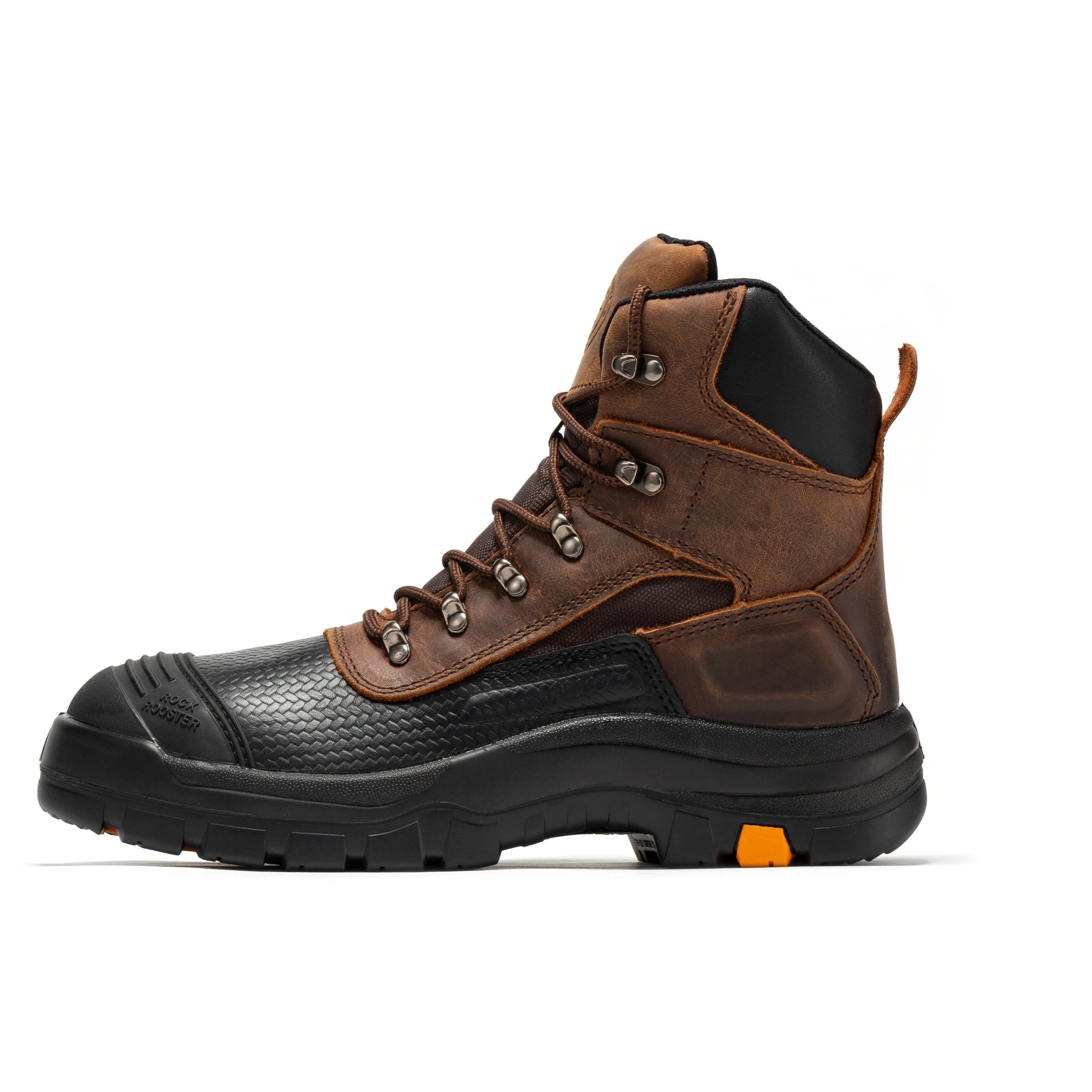 RockRooster Sedona 6-inch waterproof steel toe leather work boots, rugged design with sturdy soles and durable leather material.
