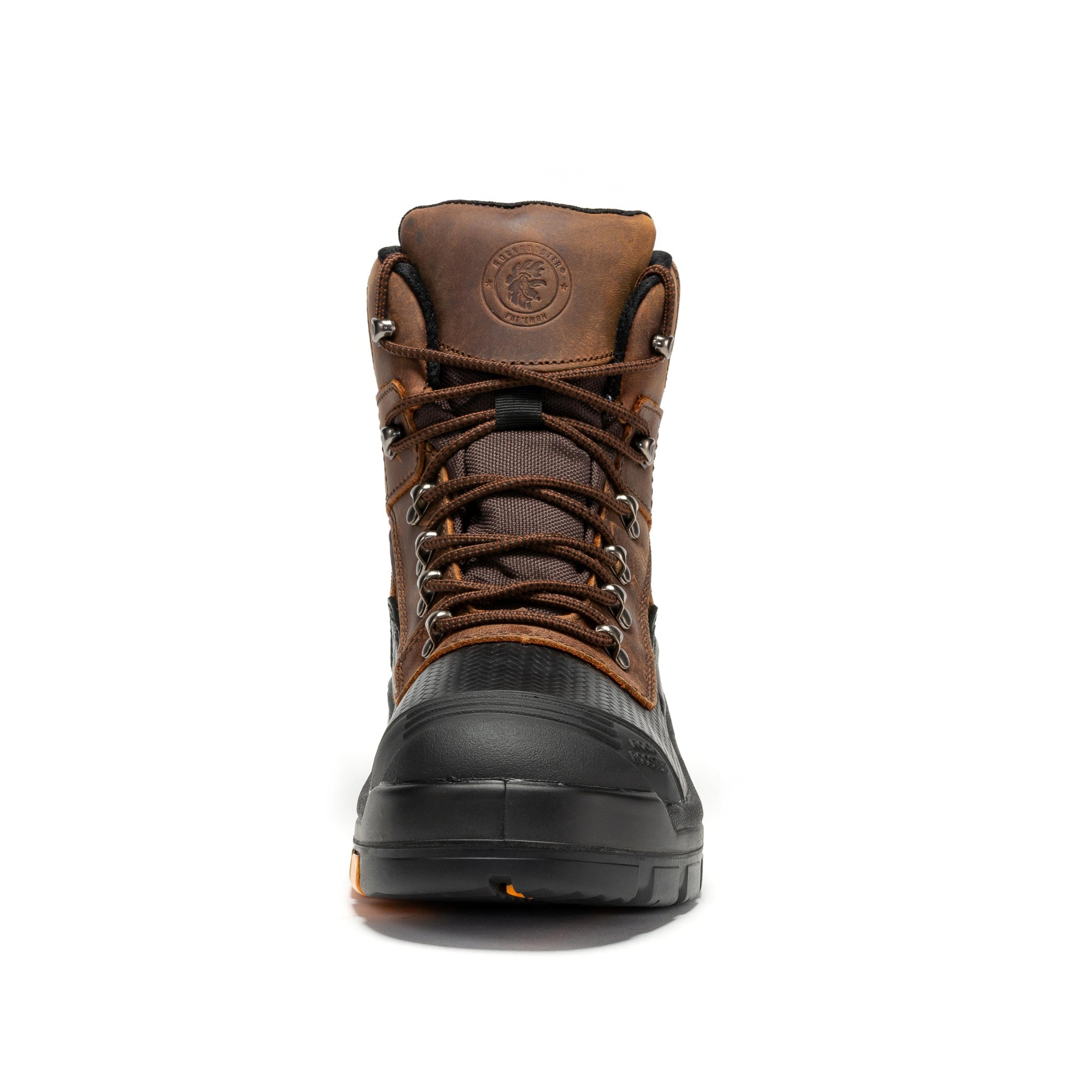 RockRooster Sedona 6-inch waterproof leather work boots with steel toe, shown in a natural stance on a plain background.