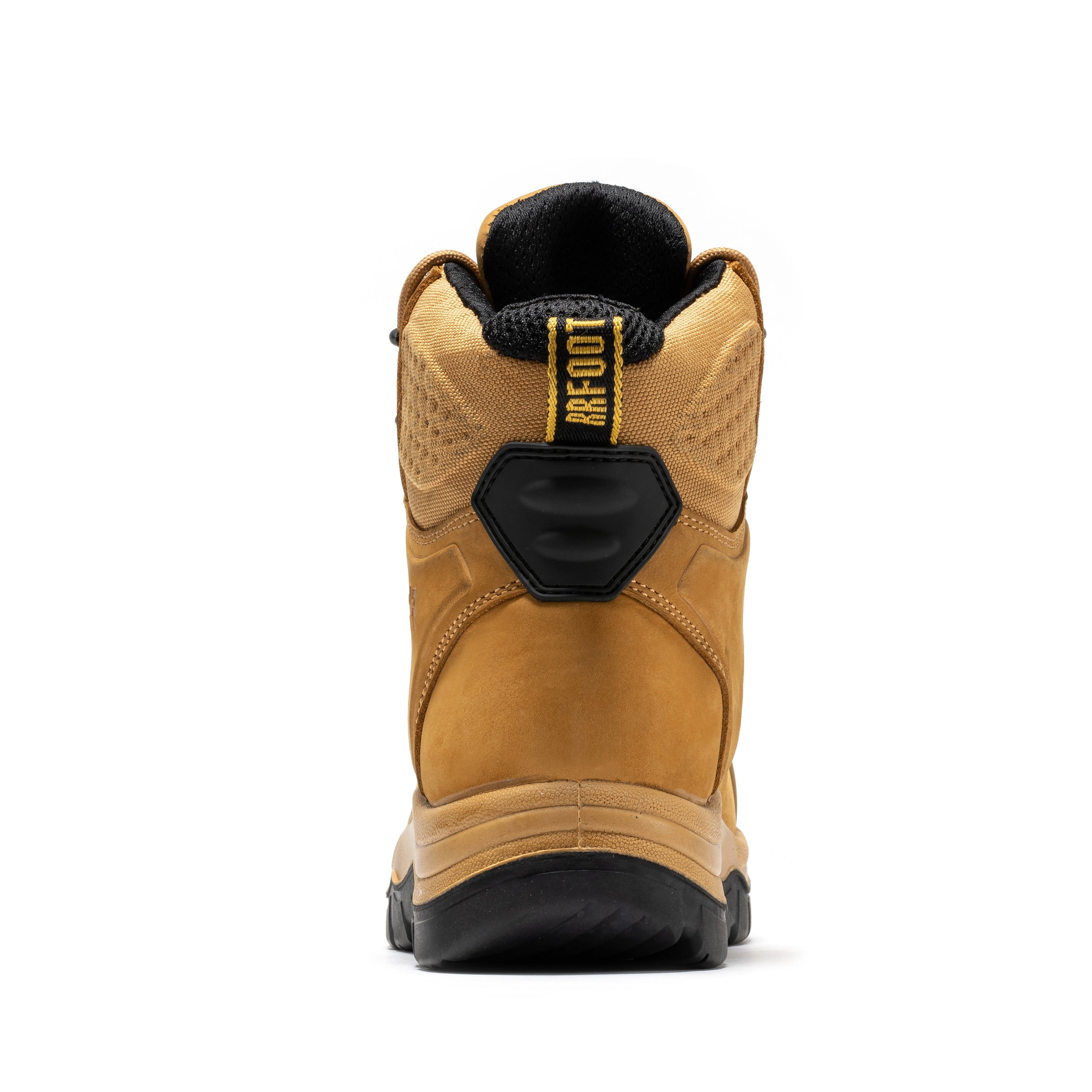 Rock Rooster Stowe Black 7-inch composite toe leather work boots with sturdy design and safety features.