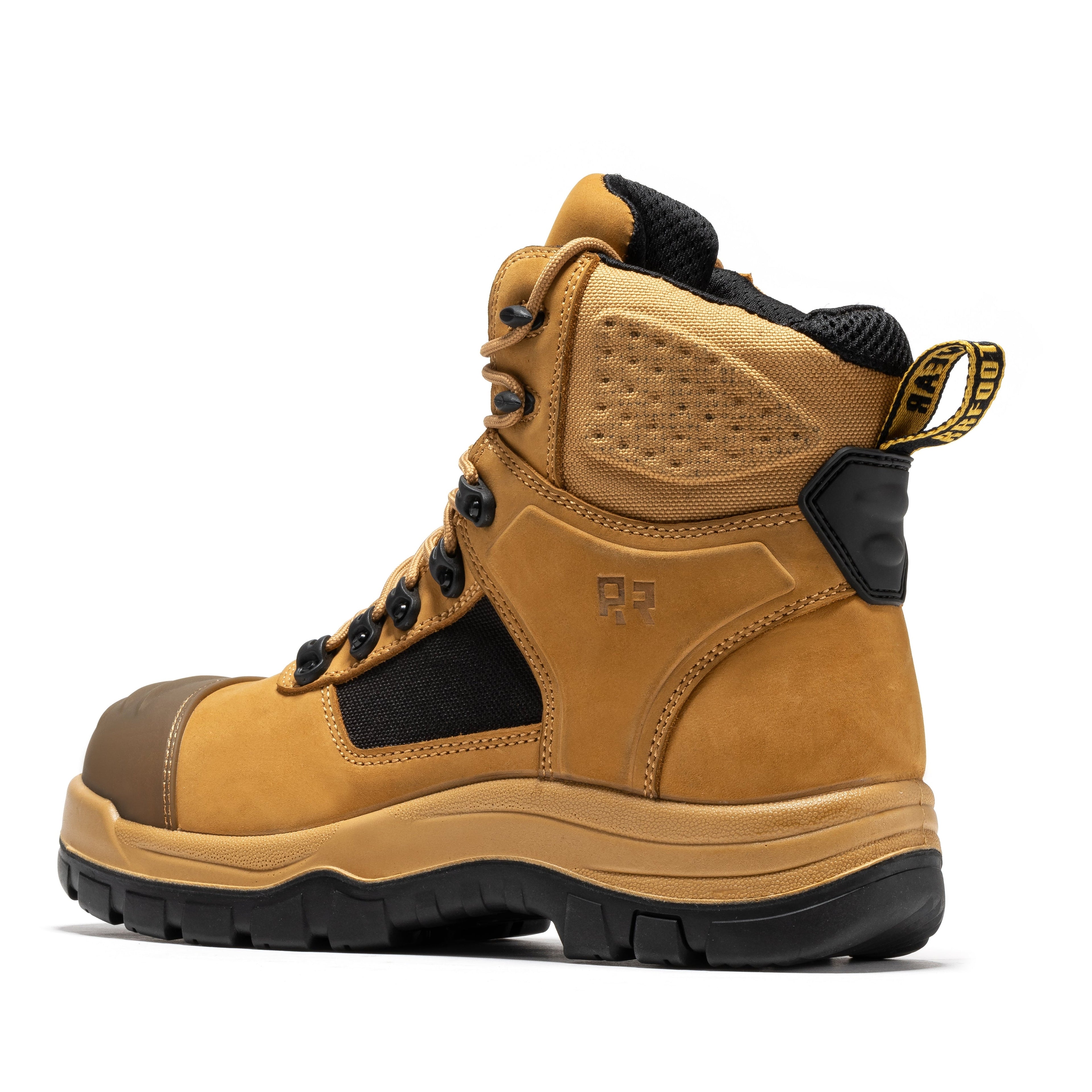 RockROOSTER Stowe Black 7-inch composite toe leather work boots with sturdy design and safety features.