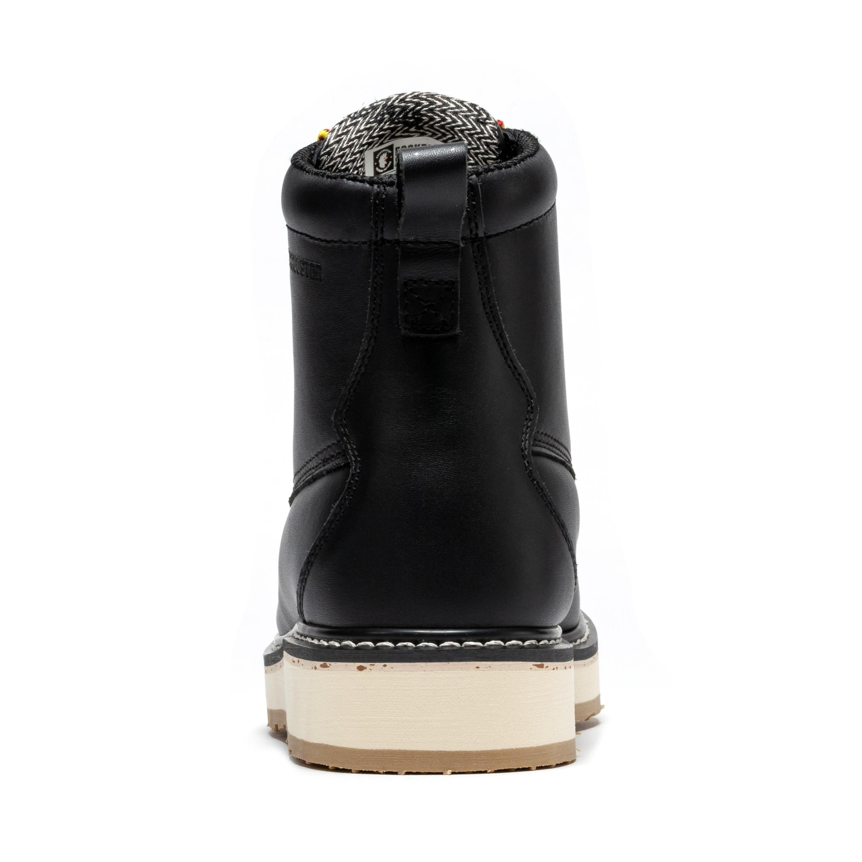 RockRooster Trinidad men's 6-inch black steel toe wedge work boots with rugged design and sturdy construction.