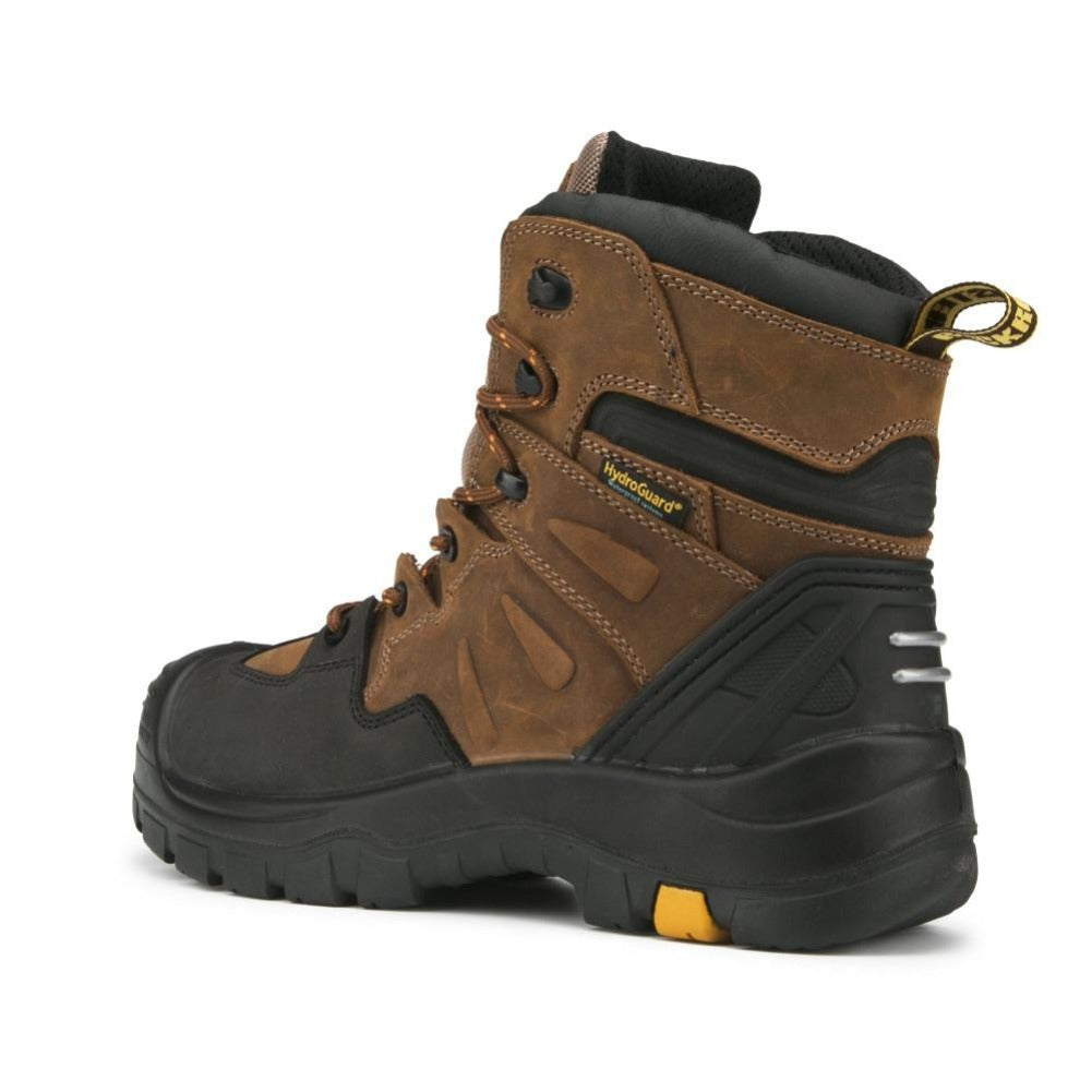 Rockrooster Woodland Brown 6-inch waterproof safety toe leather work boots with rugged design and durable sole.