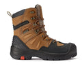 RockRooster Woodland men's 8-inch brown work boots with composite toe, slip-resistant rubber outsole, electrical hazard protection.