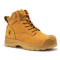 Woodland Wheat 6-inch composite toe leather work boots by Rock Rooster Footwear Inc, featuring zip sides and rugged design.
