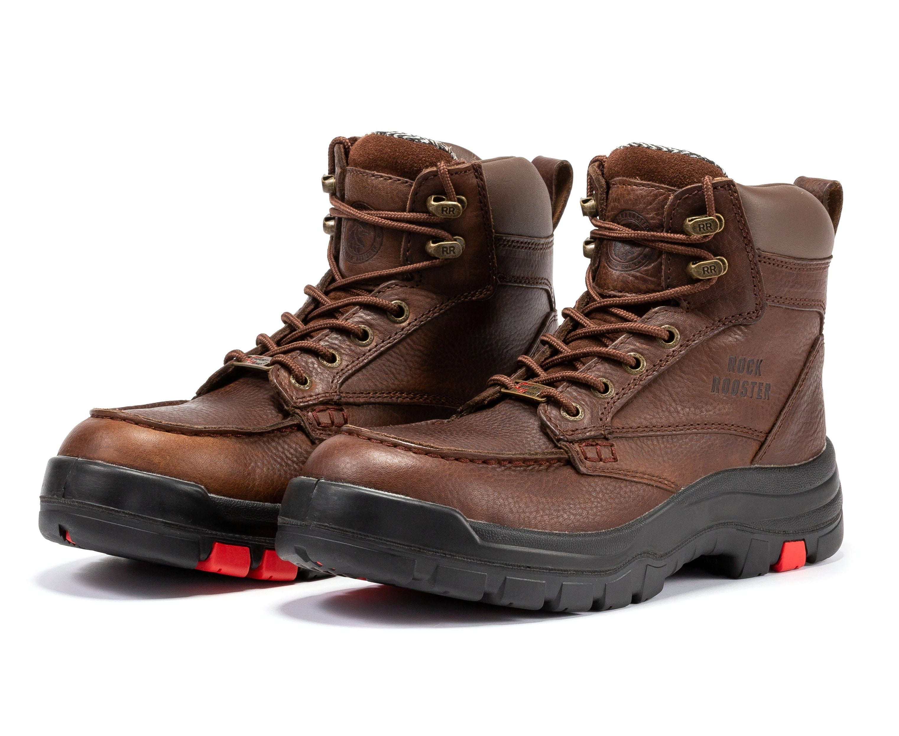 Rockrooster Zumbro 6-inch steel toe waterproof work boots with rubber outsole and EH protection for safety and durability.