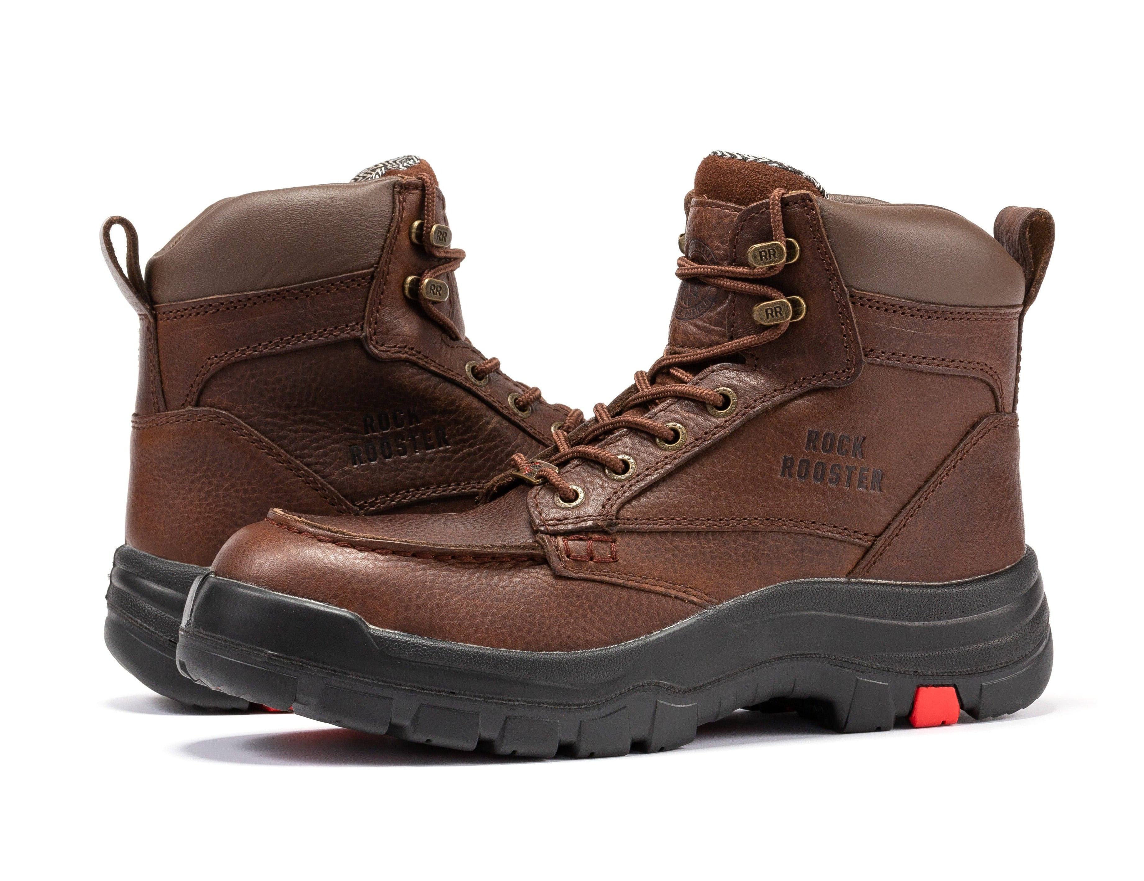 Rockrooster Zumbro 6-inch waterproof steel toe work boots with rubber outsole and EH protection in black, size 9.