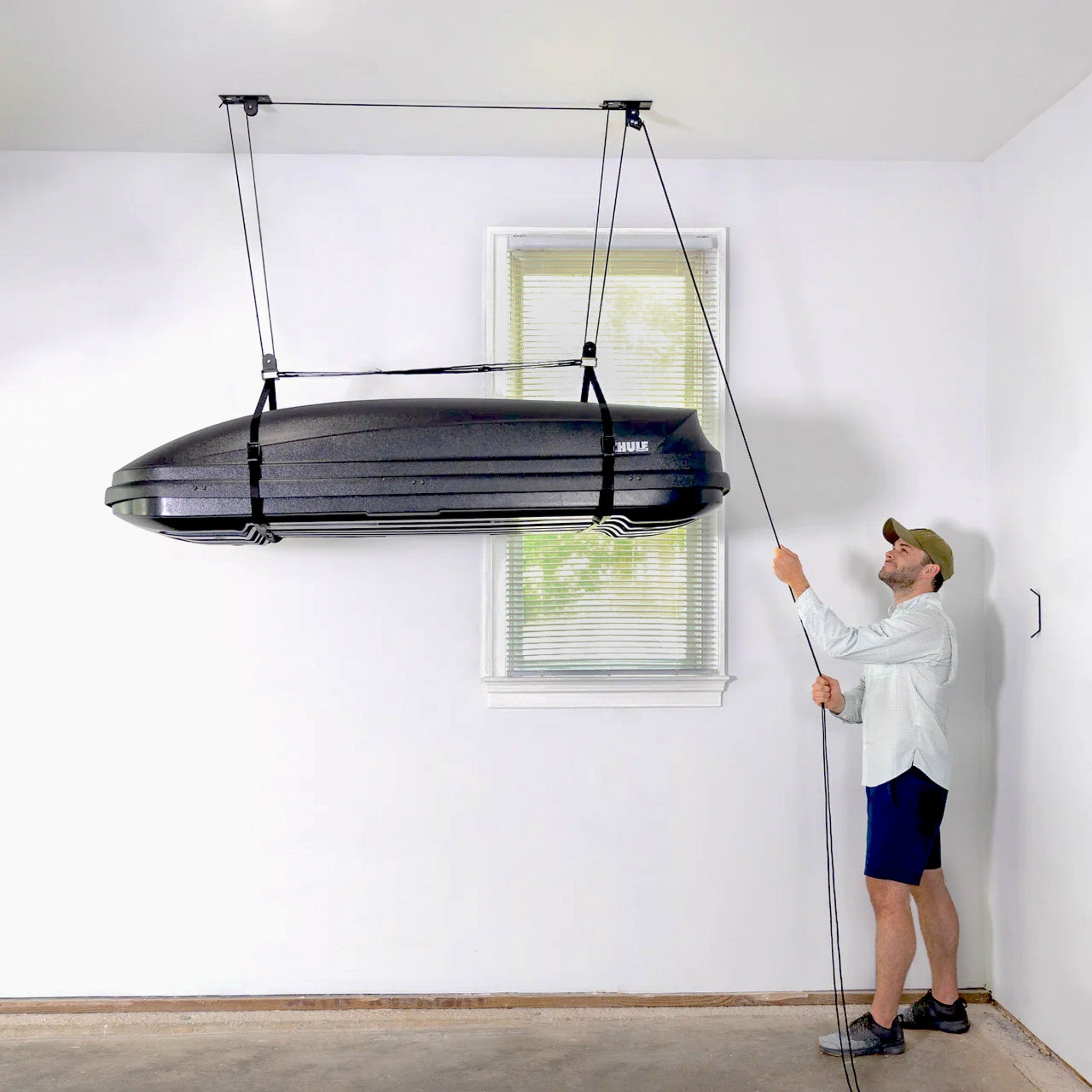 Cargo Box Ceiling Hoist | Holds up to 150 lbs | 14' Lift - OVERLANDERS Outfitter