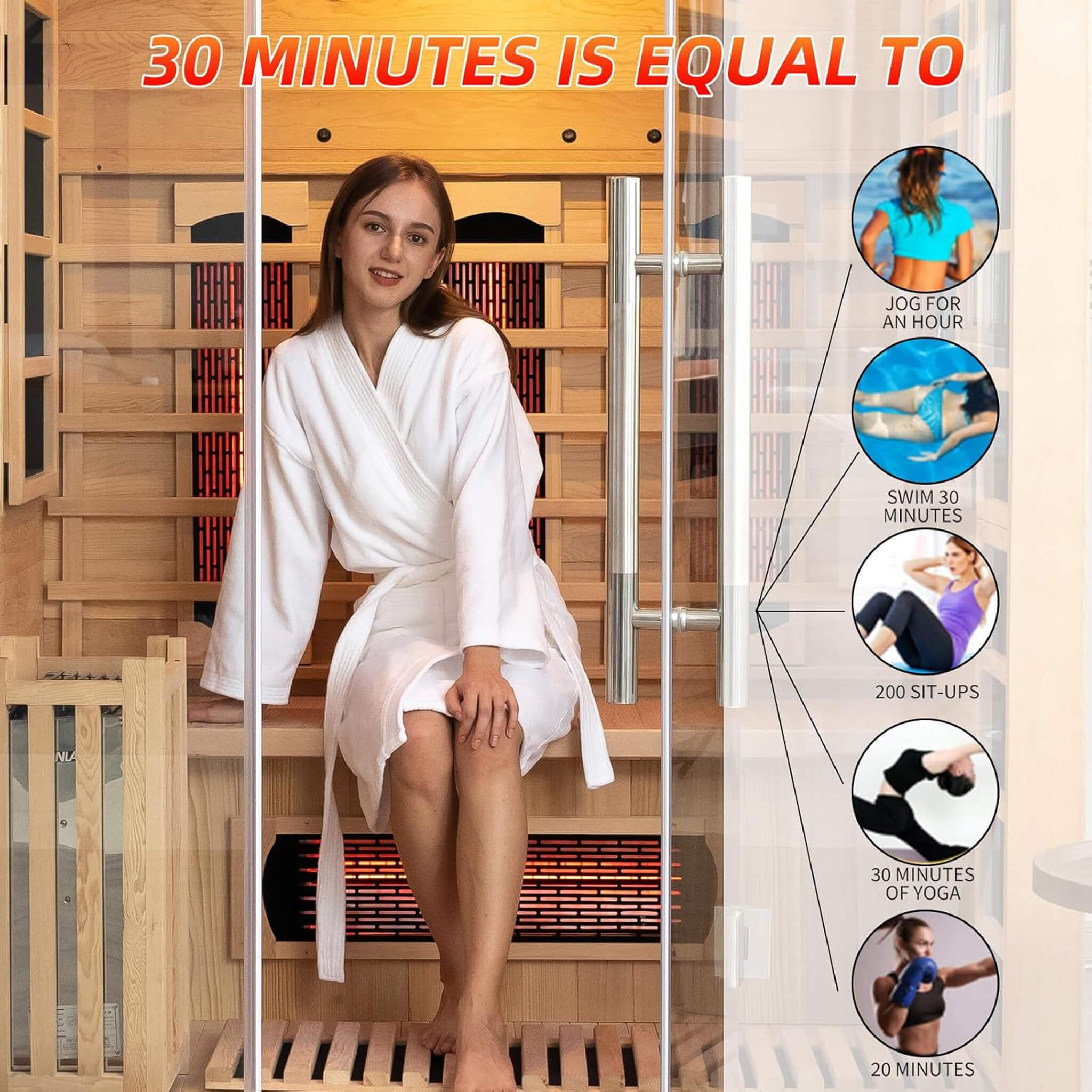 Rövia Aurora 3-person indoor hybrid sauna with infrared panels and 4.5KW steam heater, sleek wooden interior with seating