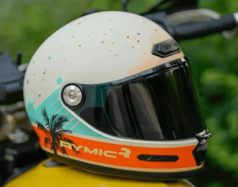 RYMIC™ V80 full face helmet by Bean's Moto Booth, black with ventilation vents, adjustable strap, and sleek aerodynamic design.