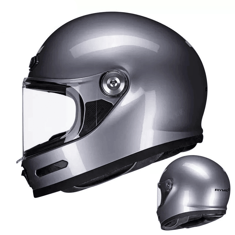 Full view of RYMIC™ V80 Full Face Helmet in matte black with ventilation vents, designed for motorcycle riders.