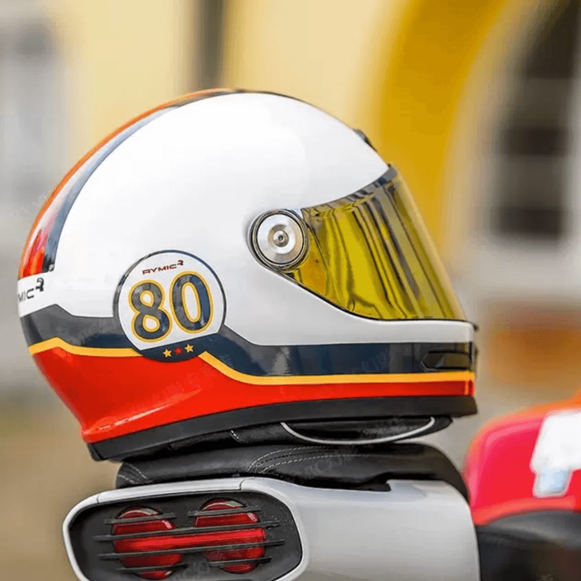 RYMIC™ V80 full face helmet in black with adjustable visor and ventilation, designed for motorcycle safety.