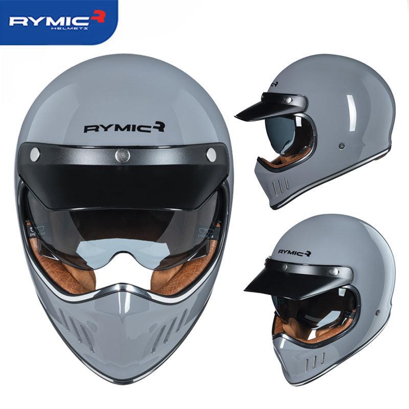 Vintage full face motorcycle helmet from RYMIC™ by Bean's Moto Booth, featuring classic design and secure fit.
