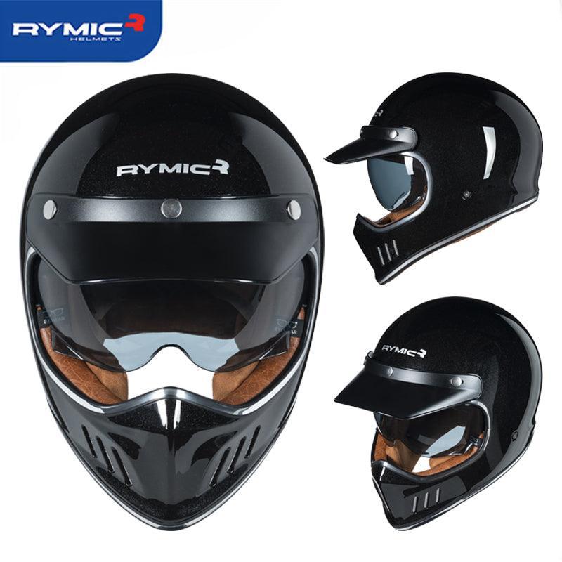 Vintage full face helmet by Bean's Moto Booth with retro design, featuring a secure chin strap and classic styling.