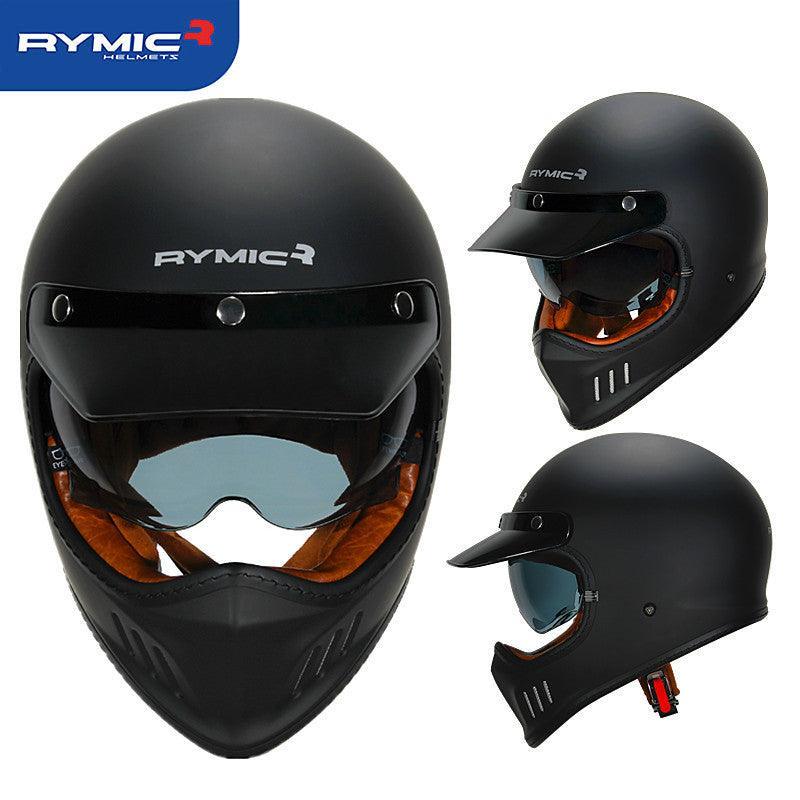 Vintage full face helmet by Bean's Moto Booth featuring classic design, secure fit, and durable construction for motorcycle riding.