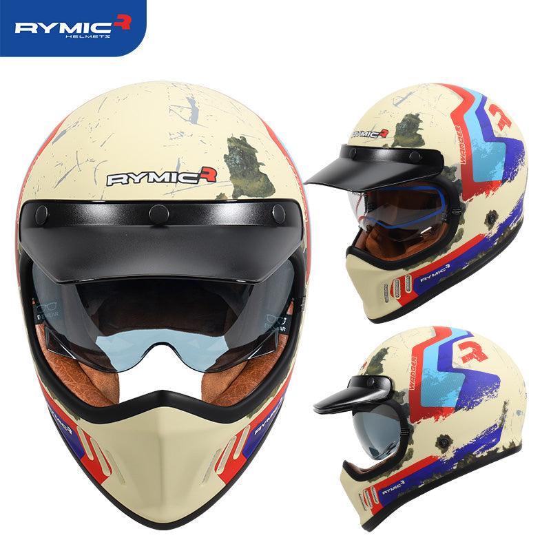 Vintage full face helmet from RYMIC™ by Bean's Moto Booth, featuring a classic design with a secure strap and vented shell.