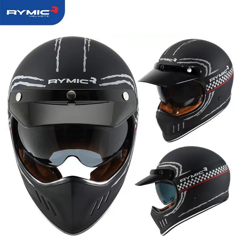 Vintage full face motorcycle helmet by Bean's Moto Booth, featuring retro design and secure fit.