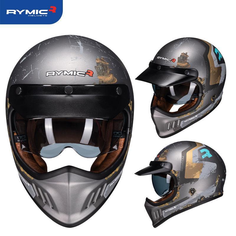Vintage full face helmet by Bean's Moto Booth with a classic design and secure fit, shown in black with detailed finish.